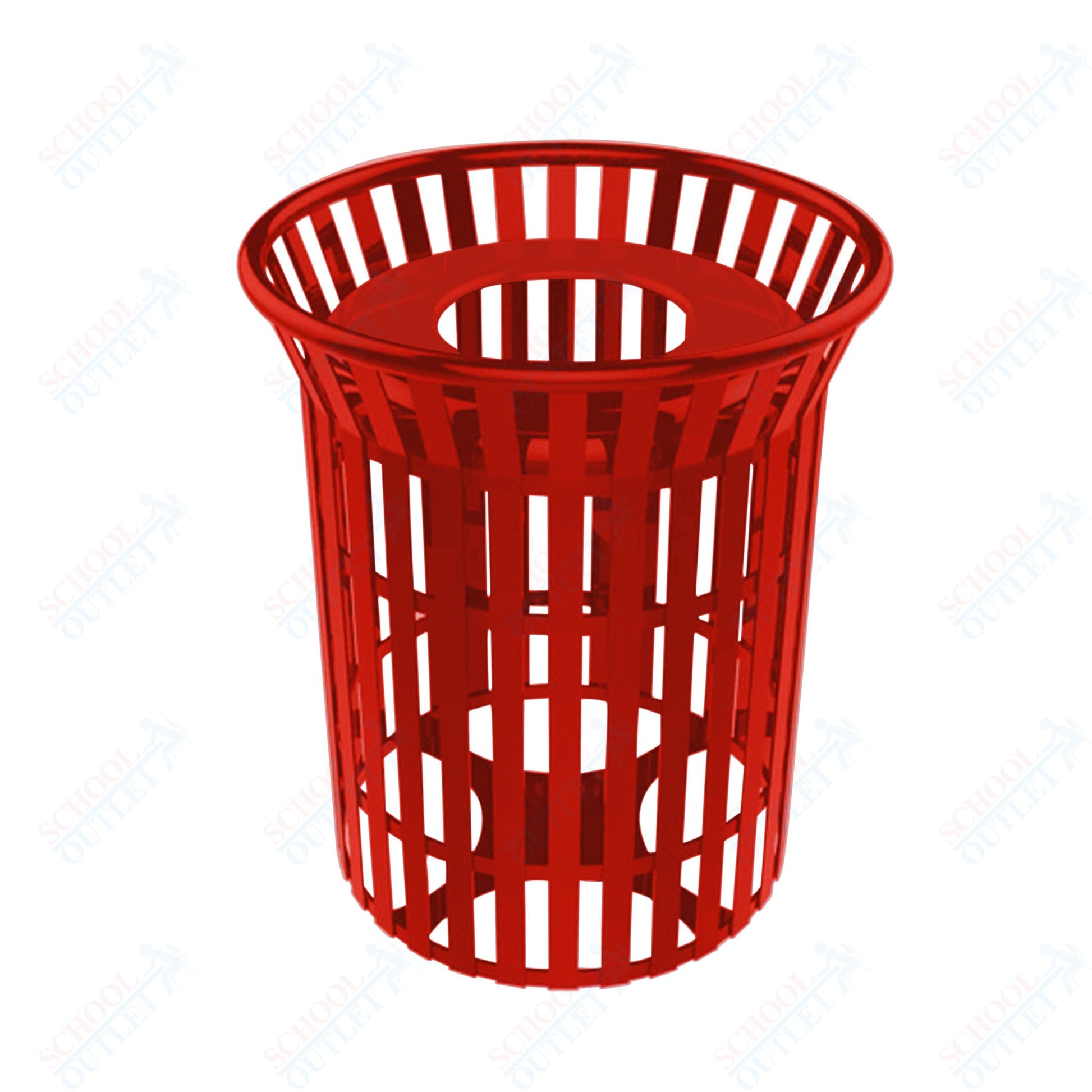 MyTcoat - 32 Gallon Skyline Trash Receptacle with Flared Top - Flattop and Liner - Strap Metal 30" Diameter x 35.25" H (MYT - RSL32) - SchoolOutlet