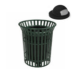 MyTcoat - 32 Gallon Skyline Trash Receptacle with Flared Top - Steel Dome and Liner - Strap Metal 30