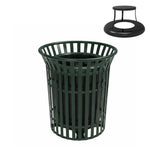 MyTcoat - 32 Gallon Skyline Trash Receptacle with Flared Top - Bonnet Top and Liner - Strap Metal 30