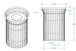 MyTcoat - 32 Gallon Skyline Trash Receptacle with Flared Top - Bonnet Top and Liner - Strap Metal 30