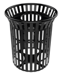 MyTcoat - 32 Gallon Skyline Trash Receptacle with Flared Top - Ash Bonnet Top and Liner - Strap Metal 30