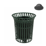 MyTcoat - 32 Gallon Skyline Trash Receptacle with Flared Top - Plastic Dome and Liner - Strap Metal 30