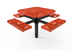 MyTcoat MYT-TOR46-12 46" Octagon Pedestal Picnic Table with Rolled Seats and Inground Mount (80.50"W x 80.50"D x 30"H)