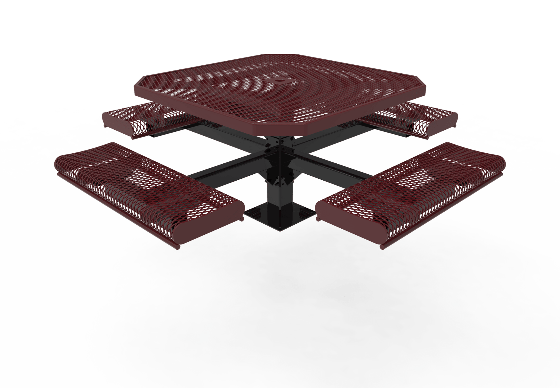 MyTcoat MYT-TOR46-13 46″ Octagon Pedestal Picnic Table with Rolled Seats and Surface Mount (80.5"W x 80.5"D x 30"H) - SchoolOutlet