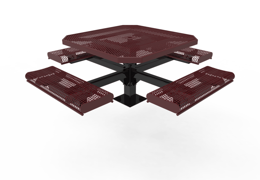 MyTcoat MYT-TOR46-13 46″ Octagon Pedestal Picnic Table with Rolled Seats and Surface Mount (80.5"W x 80.5"D x 30"H) - SchoolOutlet