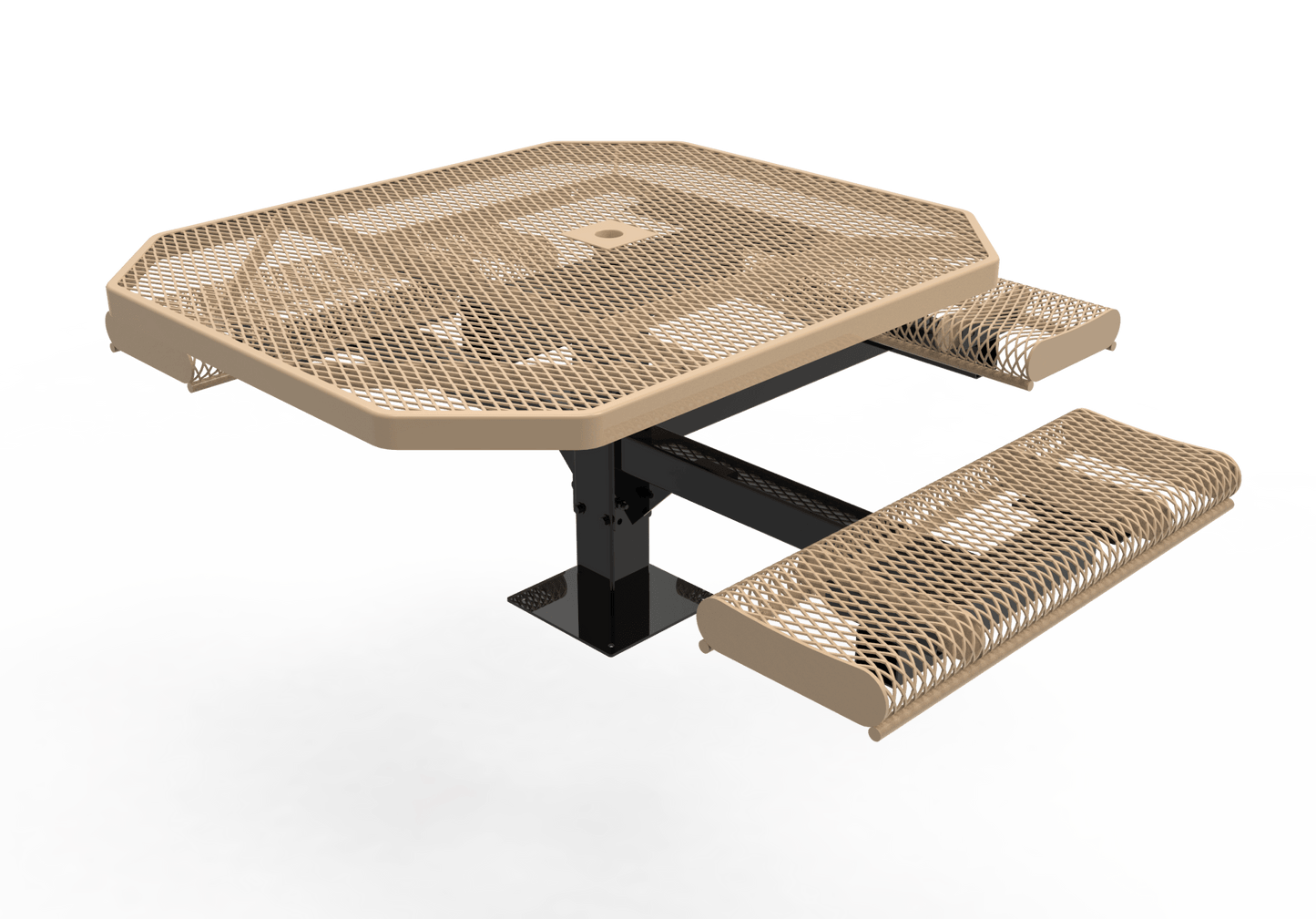 MyTcoat MYT-TOR46-15-013 46″ Octagon Pedestal Picnic Table with Rolled Seats and Surface Mount, 3 Seat and ADA Accessible (80.5"W x 71.2"D x 30"H) - SchoolOutlet