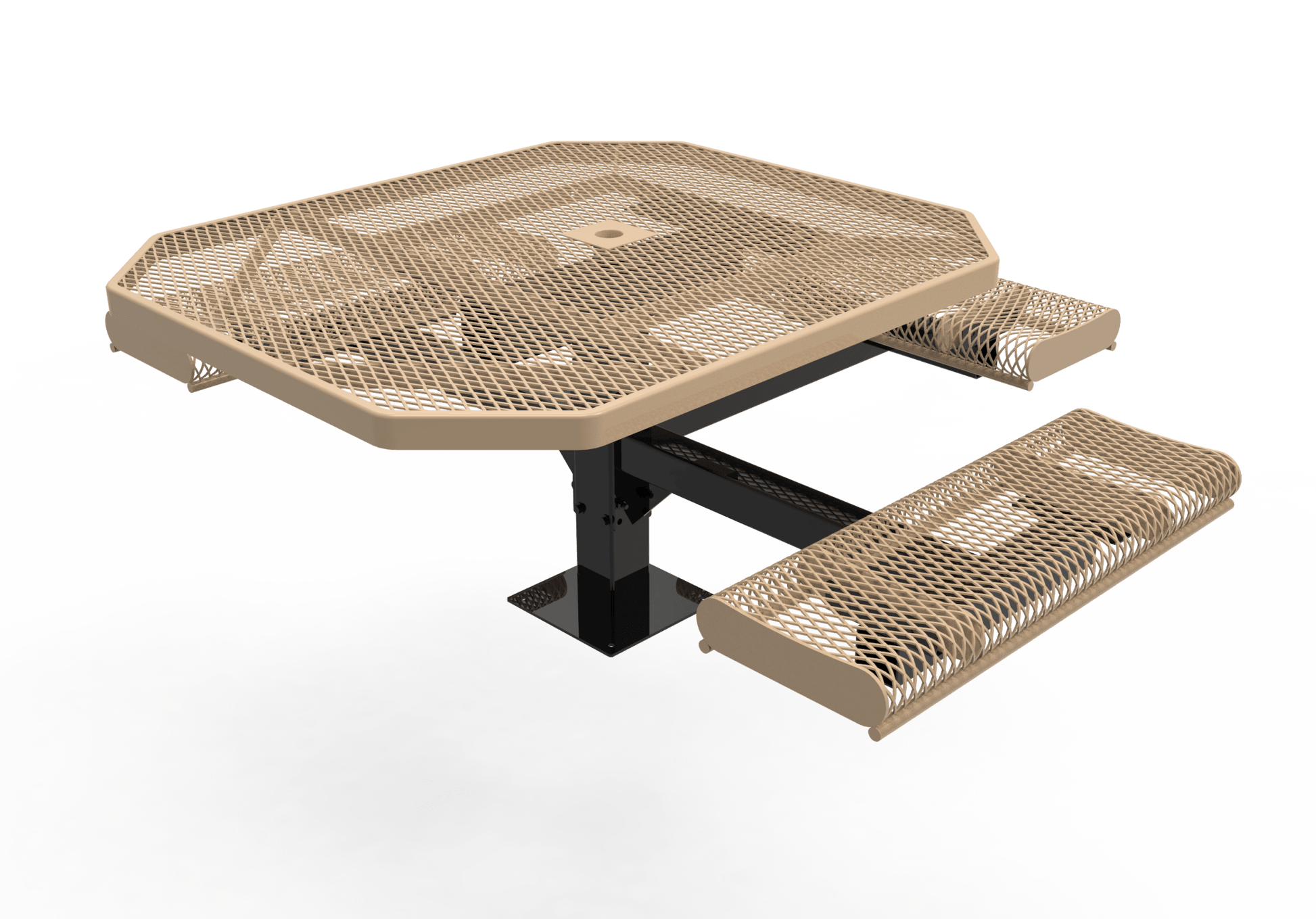 MyTcoat MYT-TOR46-15-013 46″ Octagon Pedestal Picnic Table with Rolled Seats and Surface Mount, 3 Seat and ADA Accessible (80.5"W x 71.2"D x 30"H) - SchoolOutlet