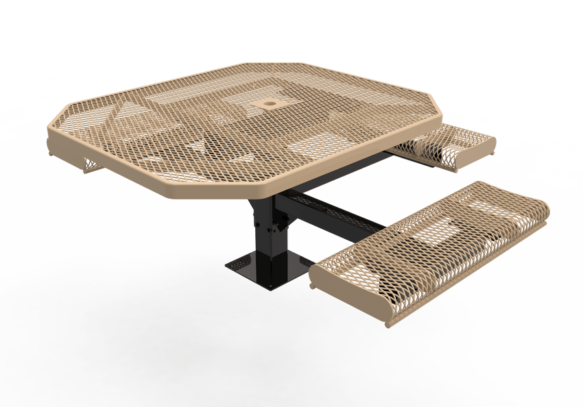 MyTcoat MYT-TOR46-15-013 46″ Octagon Pedestal Picnic Table with Rolled Seats and Surface Mount, 3 Seat and ADA Accessible (80.5"W x 71.2"D x 30"H) - SchoolOutlet