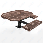 MyTcoat MYT - TOR46 - 15 - 013 46″ Octagon Pedestal Picnic Table with Rolled Seats and Surface Mount, 3 Seat and ADA Accessible (80.5