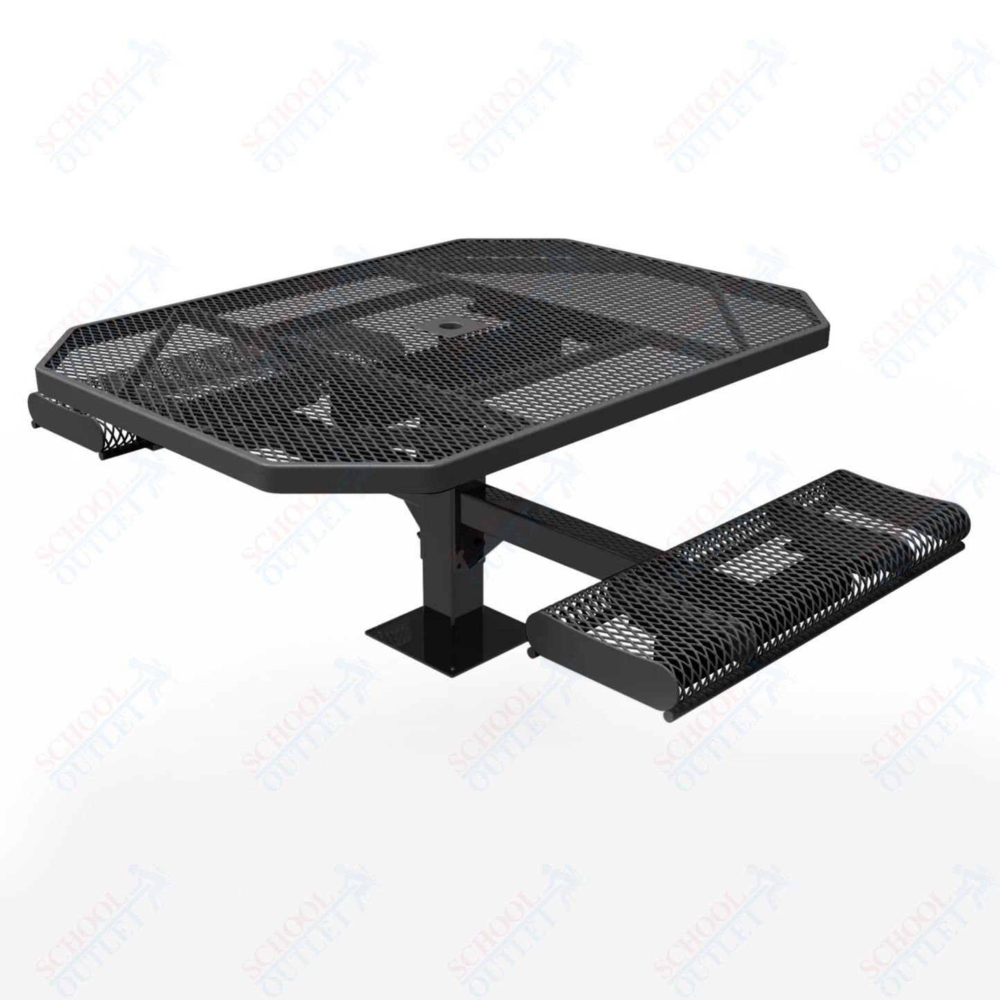 MyTcoat MYT - TOR46 - 17 - 012 46″ Octagon Pedestal Picnic Table with Rolled Seats and Surface Mount, 2 Seat and Alternate ADA Accessible (80.5"W x 63"D x 30"H) - SchoolOutlet