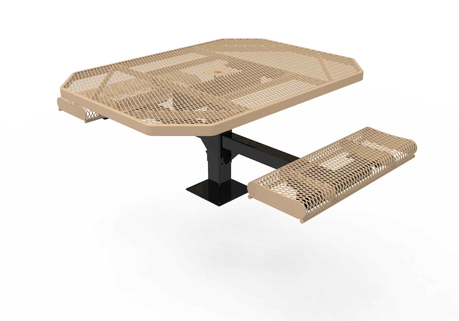 MyTcoat MYT-TOR46-17-012 46″ Octagon Pedestal Picnic Table with Rolled Seats and Surface Mount, 2 Seat and Alternate ADA Accessible (80.5"W x 63"D x 30"H) - SchoolOutlet