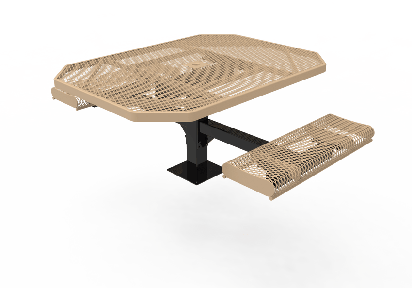 MyTcoat MYT-TOR46-17-012 46″ Octagon Pedestal Picnic Table with Rolled Seats and Surface Mount, 2 Seat and Alternate ADA Accessible (80.5"W x 63"D x 30"H) - SchoolOutlet