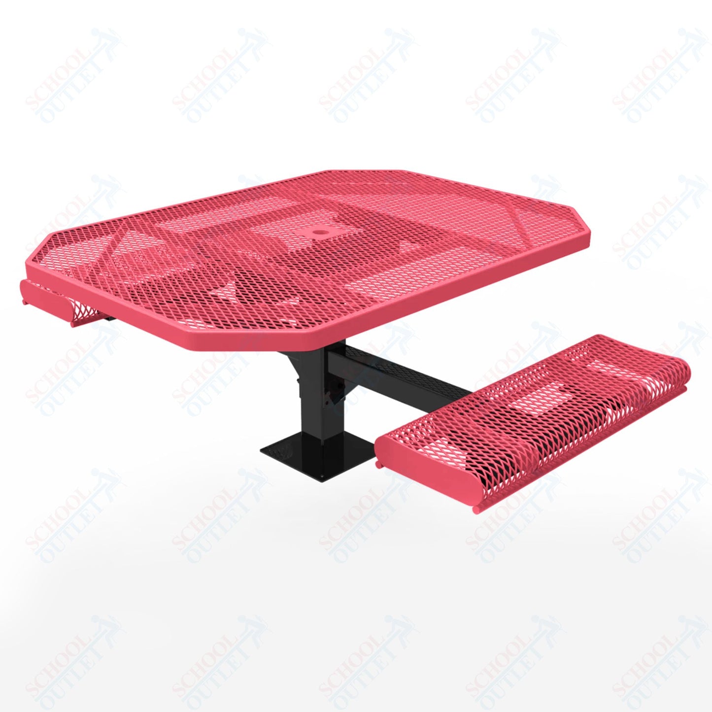 MyTcoat MYT - TOR46 - 17 - 012 46″ Octagon Pedestal Picnic Table with Rolled Seats and Surface Mount, 2 Seat and Alternate ADA Accessible (80.5"W x 63"D x 30"H) - SchoolOutlet