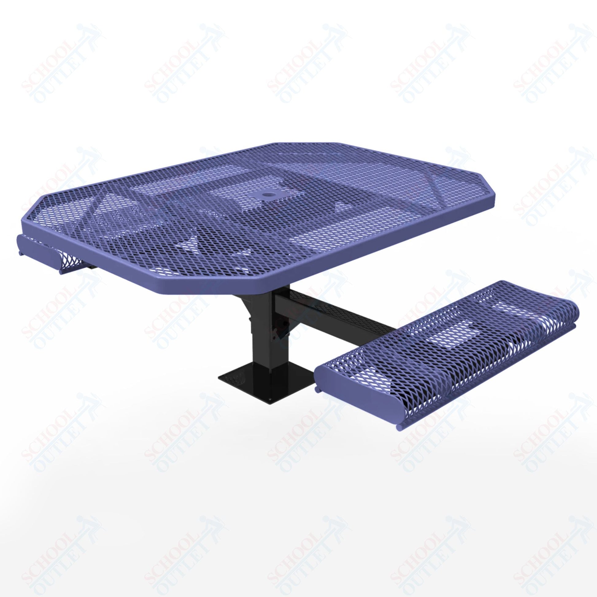 MyTcoat MYT - TOR46 - 17 - 012 46″ Octagon Pedestal Picnic Table with Rolled Seats and Surface Mount, 2 Seat and Alternate ADA Accessible (80.5"W x 63"D x 30"H) - SchoolOutlet
