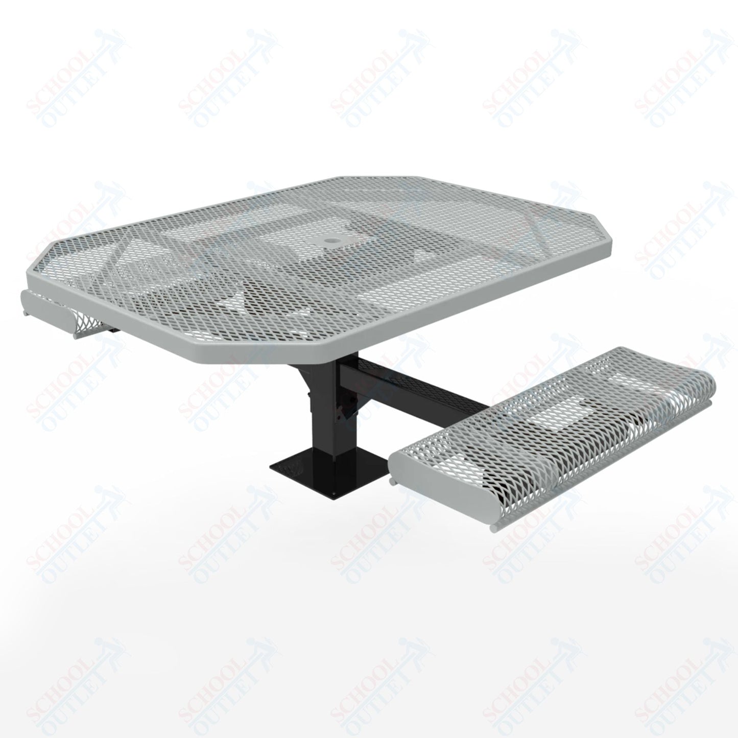 MyTcoat MYT - TOR46 - 17 - 012 46″ Octagon Pedestal Picnic Table with Rolled Seats and Surface Mount, 2 Seat and Alternate ADA Accessible (80.5"W x 63"D x 30"H) - SchoolOutlet