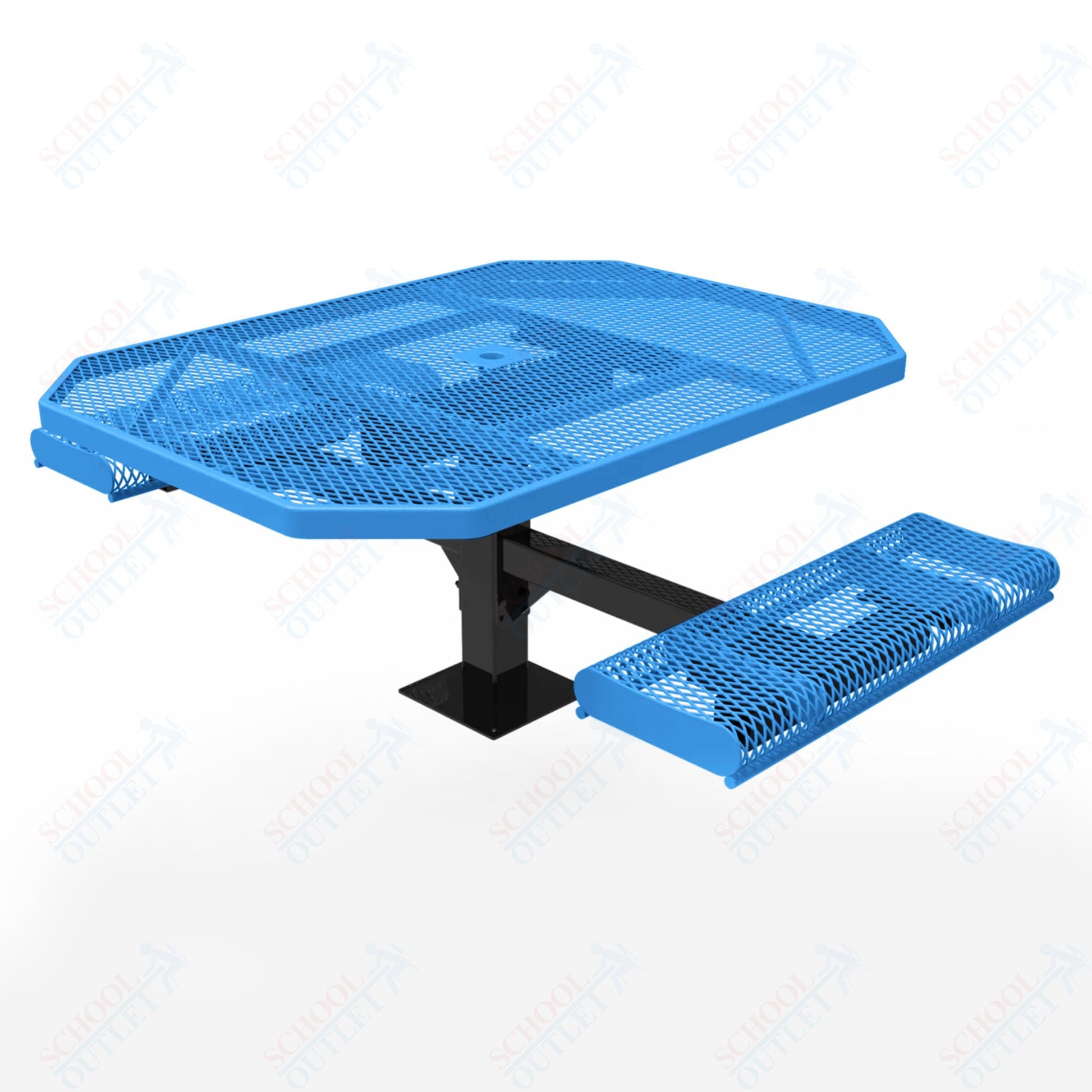 MyTcoat MYT - TOR46 - 17 - 012 46″ Octagon Pedestal Picnic Table with Rolled Seats and Surface Mount, 2 Seat and Alternate ADA Accessible (80.5"W x 63"D x 30"H) - SchoolOutlet