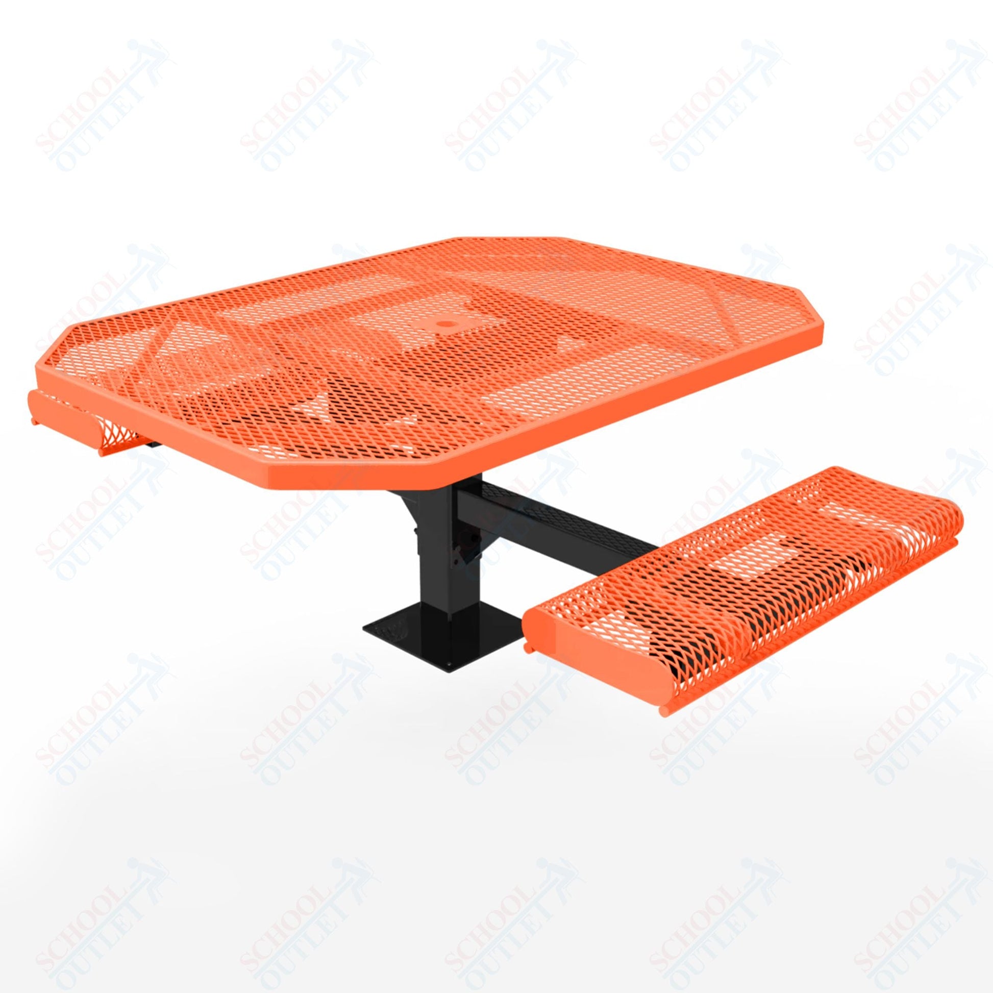 MyTcoat MYT - TOR46 - 17 - 012 46″ Octagon Pedestal Picnic Table with Rolled Seats and Surface Mount, 2 Seat and Alternate ADA Accessible (80.5"W x 63"D x 30"H) - SchoolOutlet