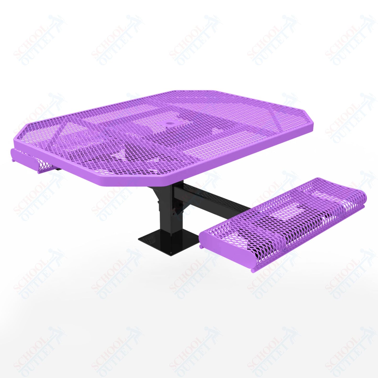 MyTcoat MYT - TOR46 - 17 - 012 46″ Octagon Pedestal Picnic Table with Rolled Seats and Surface Mount, 2 Seat and Alternate ADA Accessible (80.5"W x 63"D x 30"H) - SchoolOutlet