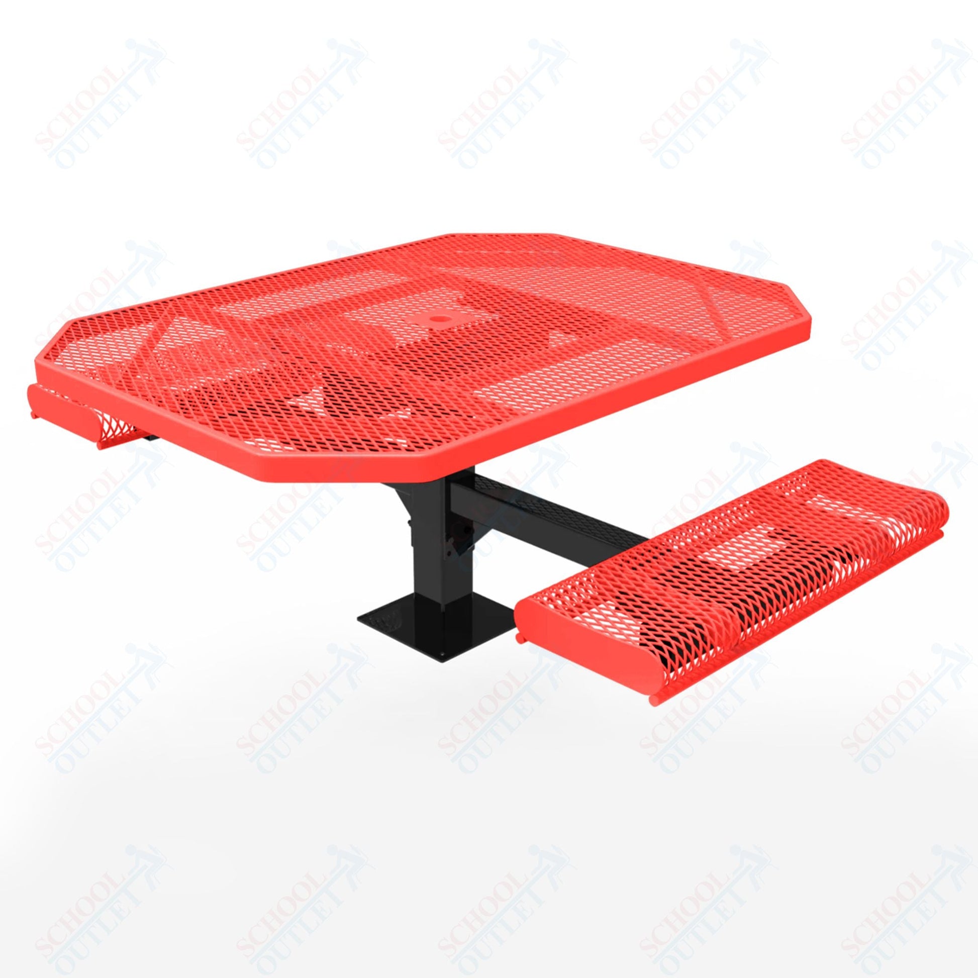 MyTcoat MYT - TOR46 - 17 - 012 46″ Octagon Pedestal Picnic Table with Rolled Seats and Surface Mount, 2 Seat and Alternate ADA Accessible (80.5"W x 63"D x 30"H) - SchoolOutlet
