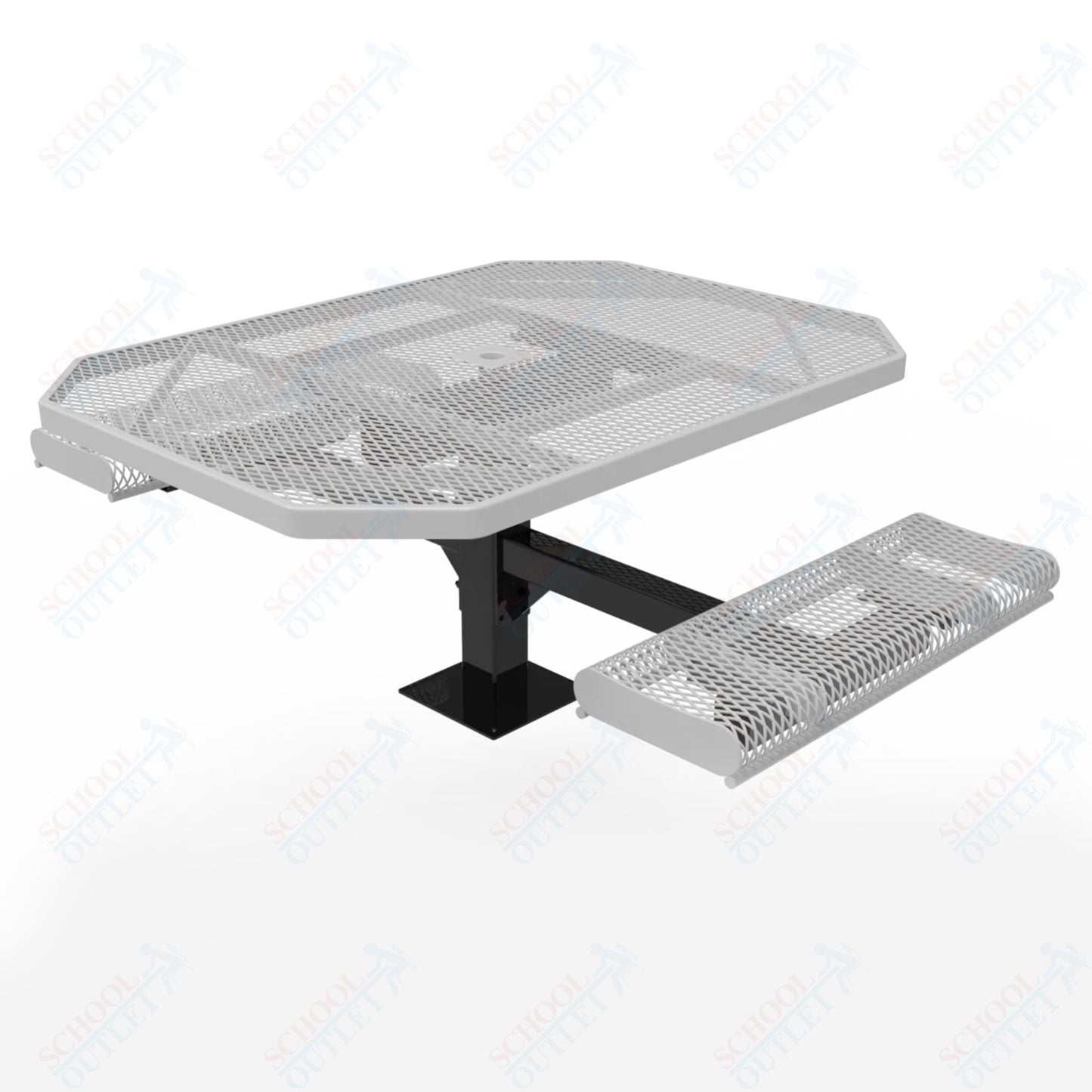 MyTcoat MYT - TOR46 - 17 - 012 46″ Octagon Pedestal Picnic Table with Rolled Seats and Surface Mount, 2 Seat and Alternate ADA Accessible (80.5"W x 63"D x 30"H) - SchoolOutlet