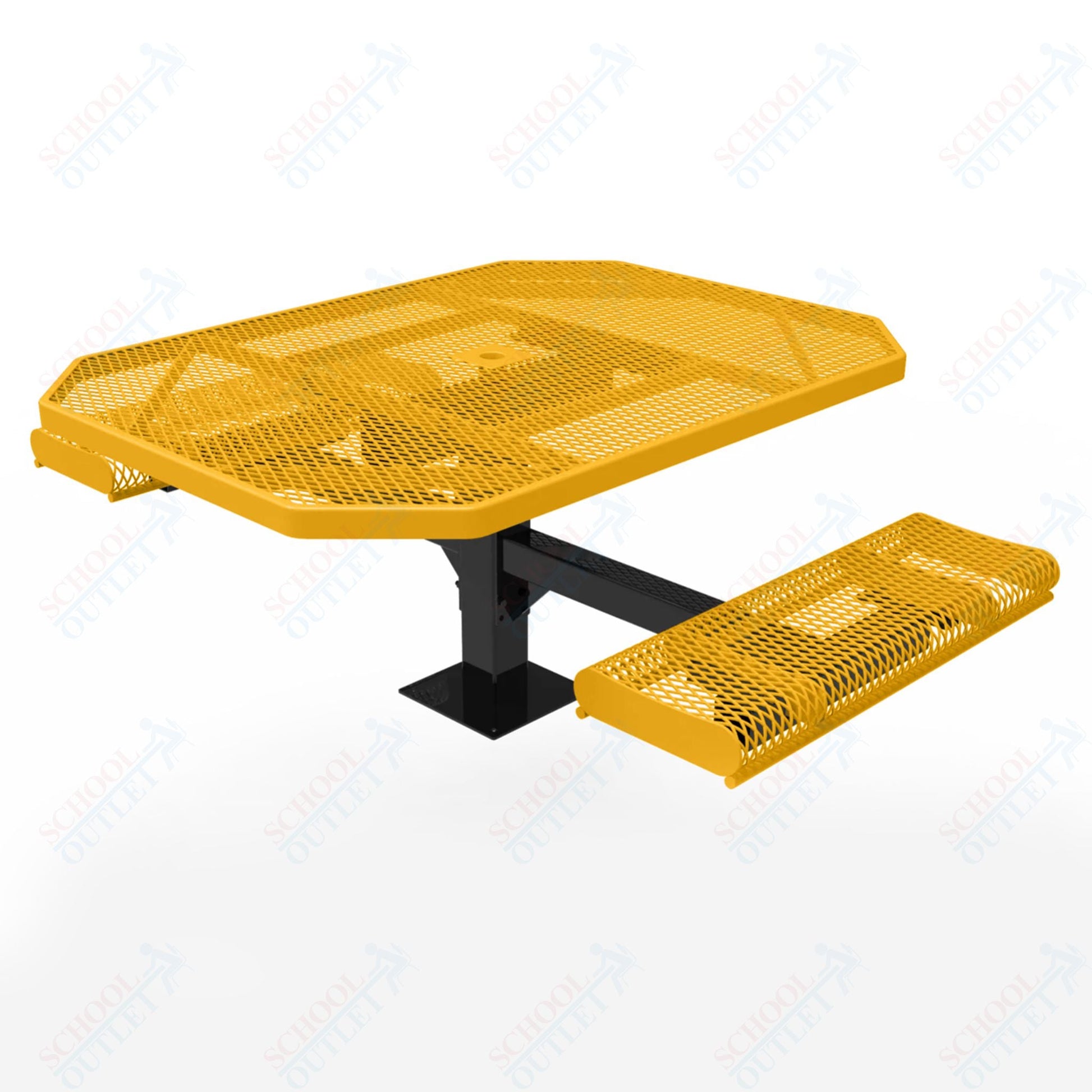 MyTcoat MYT - TOR46 - 17 - 012 46″ Octagon Pedestal Picnic Table with Rolled Seats and Surface Mount, 2 Seat and Alternate ADA Accessible (80.5"W x 63"D x 30"H) - SchoolOutlet