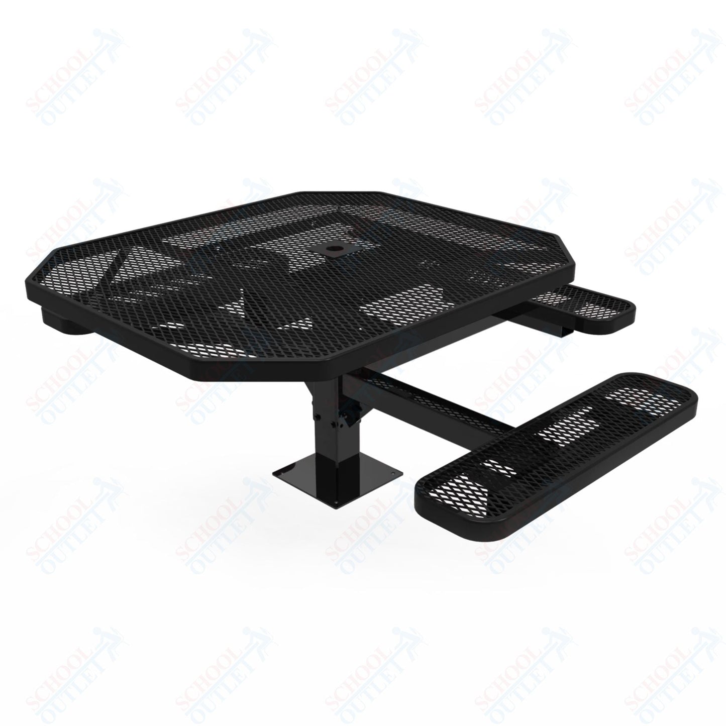 MyTcoat MYT - TOT46 - 15 - 013 46" Octagon Pedestal Picnic Table with Surface Mount, 3 Seat and ADA Accessible (76.5"W x 69.5"D x 30"H) - SchoolOutlet