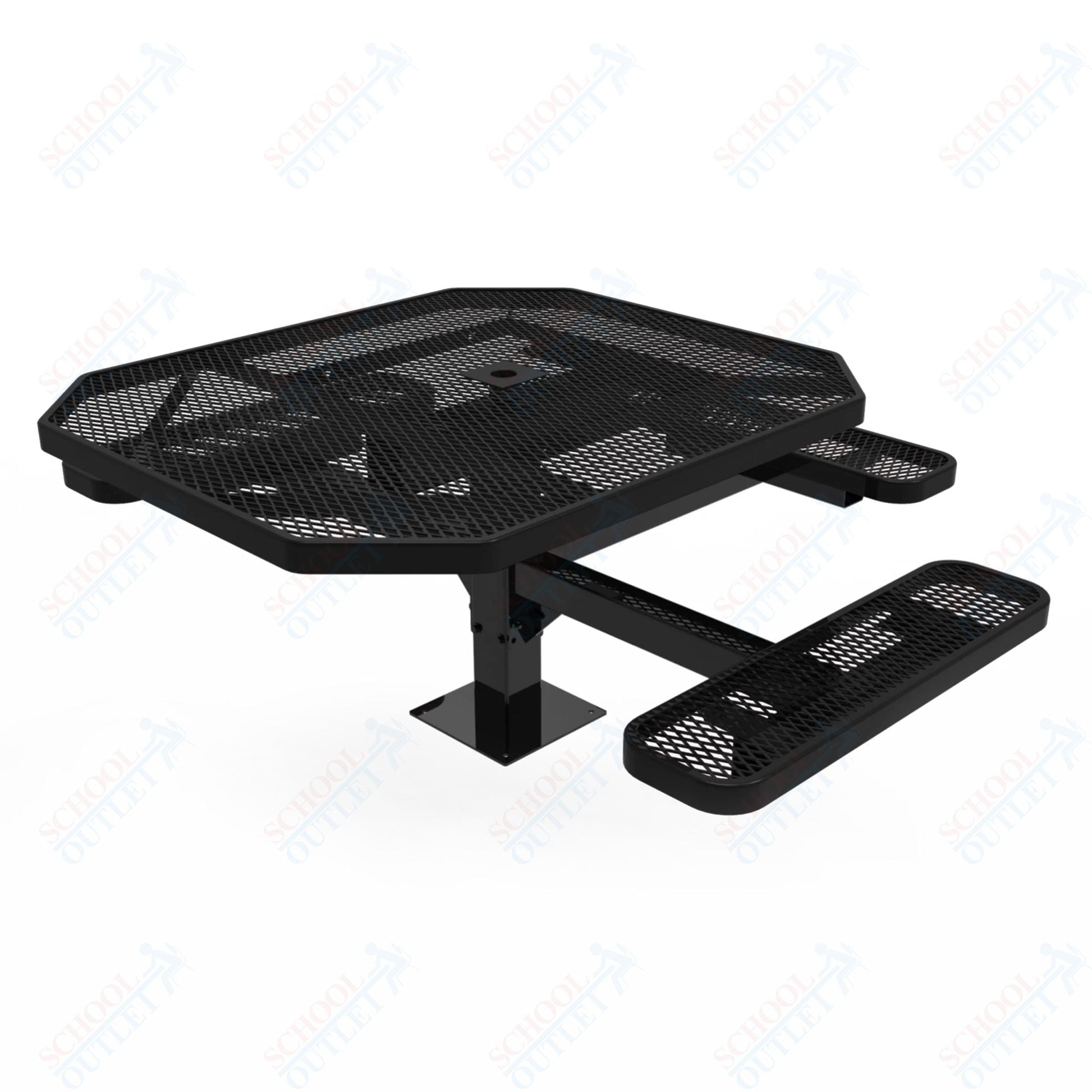 MyTcoat MYT - TOT46 - 15 - 013 46" Octagon Pedestal Picnic Table with Surface Mount, 3 Seat and ADA Accessible (76.5"W x 69.5"D x 30"H) - SchoolOutlet