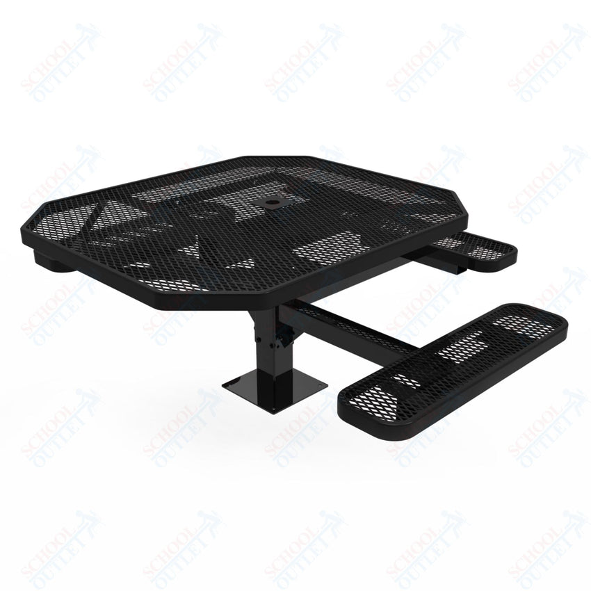 MyTcoat MYT - TOT46 - 15 - 013 46" Octagon Pedestal Picnic Table with Surface Mount, 3 Seat and ADA Accessible (76.5"W x 69.5"D x 30"H) - SchoolOutlet