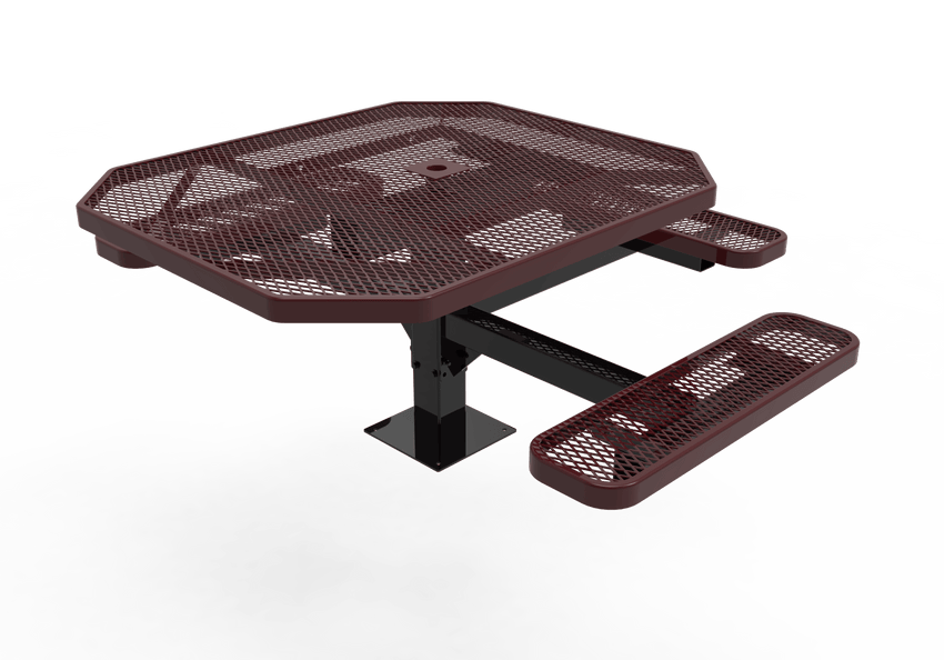 MyTcoat MYT-TOT46-15-013 46" Octagon Pedestal Picnic Table with Surface Mount, 3 Seat and ADA Accessible (76.5"W x 69.5"D x 30"H) - SchoolOutlet