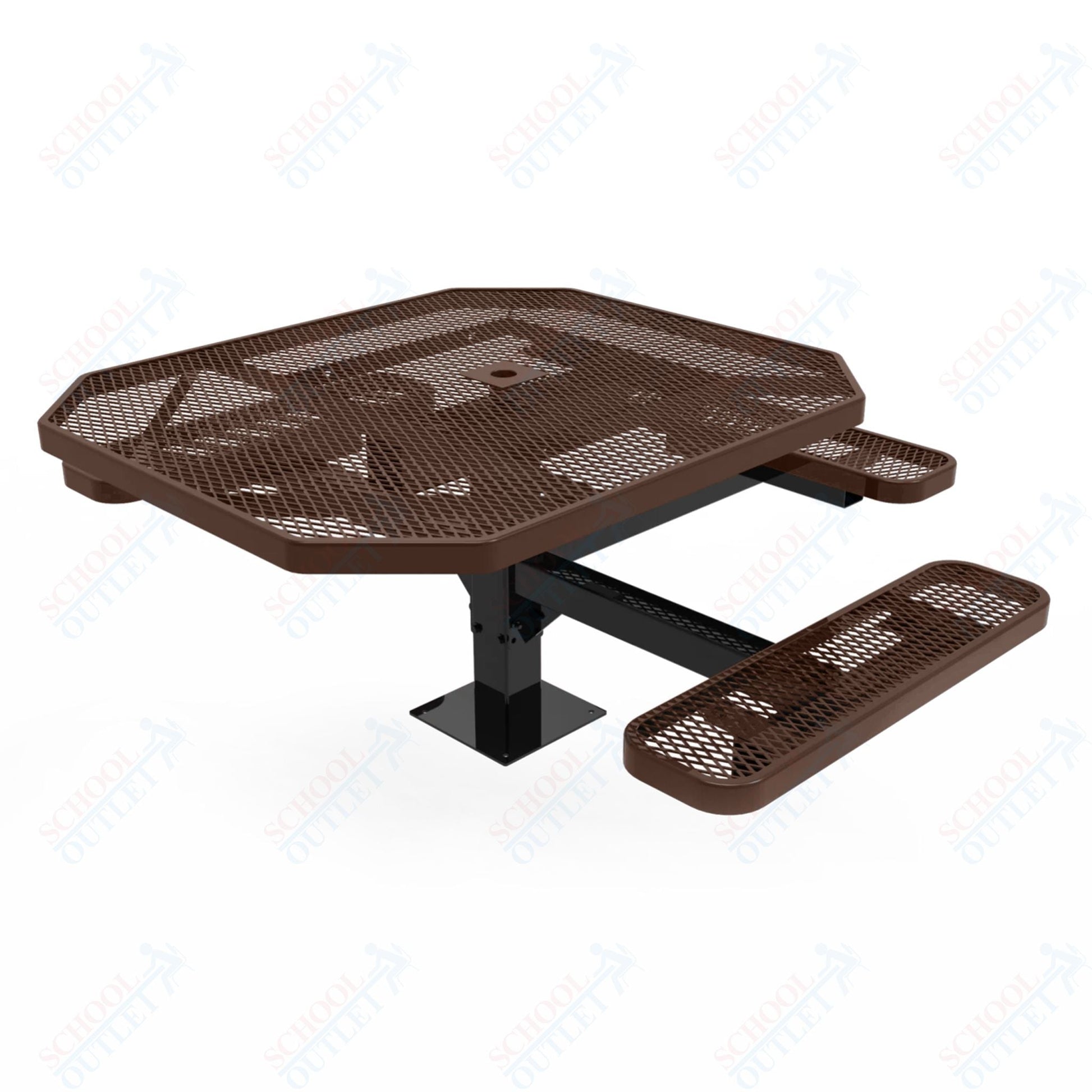 MyTcoat MYT - TOT46 - 15 - 013 46" Octagon Pedestal Picnic Table with Surface Mount, 3 Seat and ADA Accessible (76.5"W x 69.5"D x 30"H) - SchoolOutlet