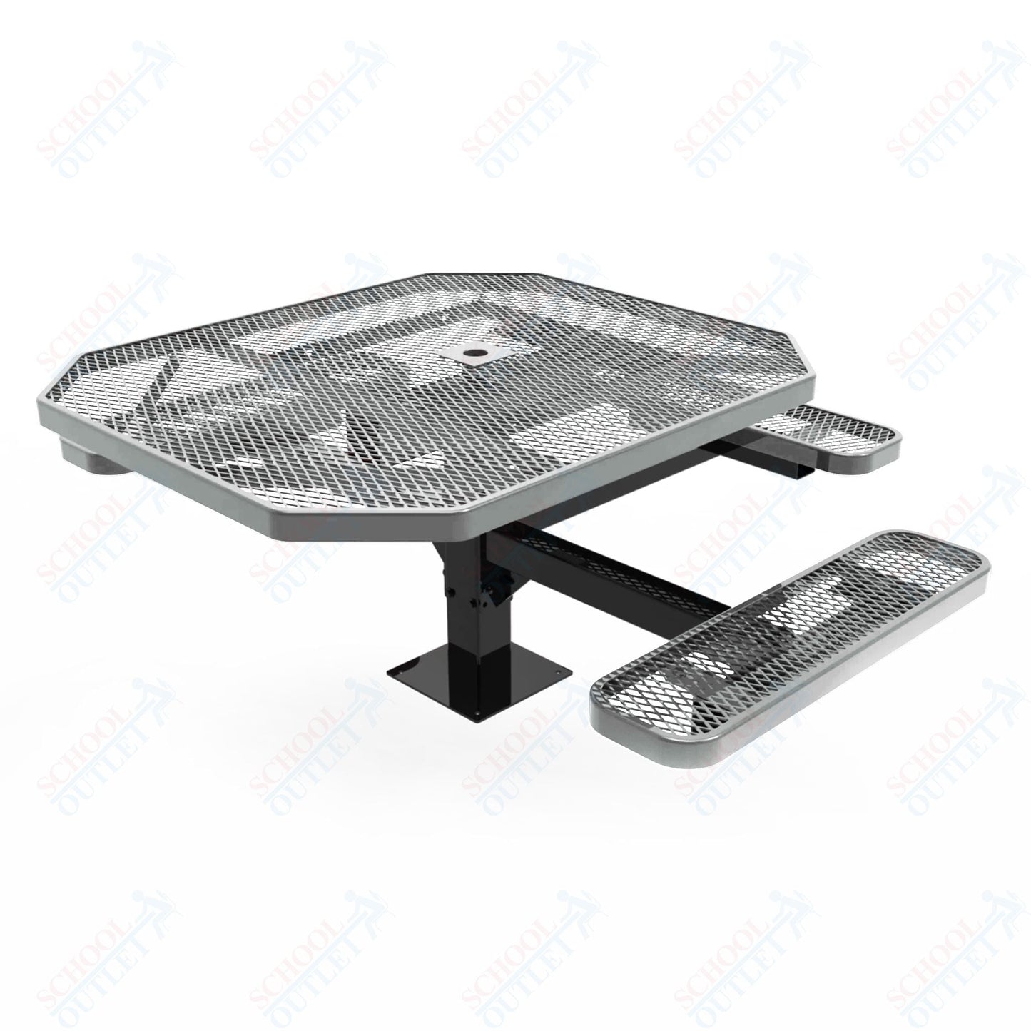MyTcoat MYT - TOT46 - 15 - 013 46" Octagon Pedestal Picnic Table with Surface Mount, 3 Seat and ADA Accessible (76.5"W x 69.5"D x 30"H) - SchoolOutlet