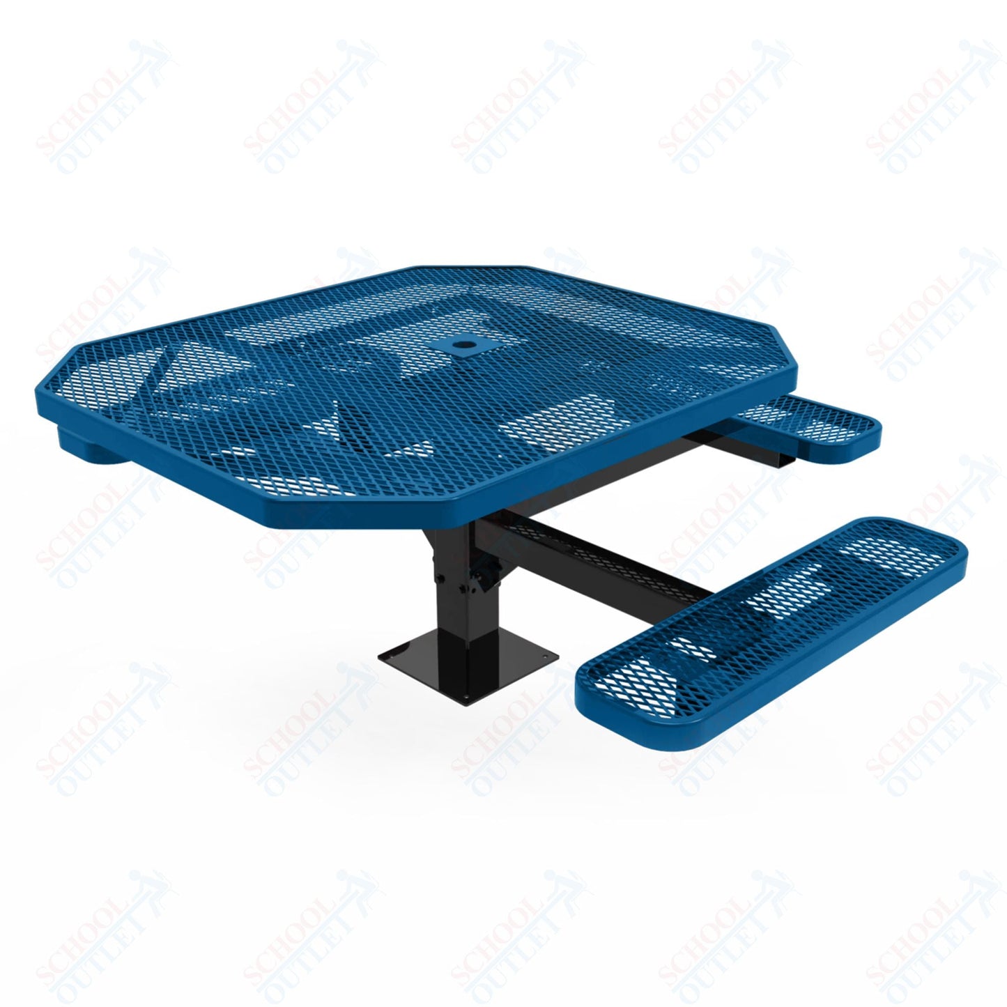 MyTcoat MYT - TOT46 - 15 - 013 46" Octagon Pedestal Picnic Table with Surface Mount, 3 Seat and ADA Accessible (76.5"W x 69.5"D x 30"H) - SchoolOutlet