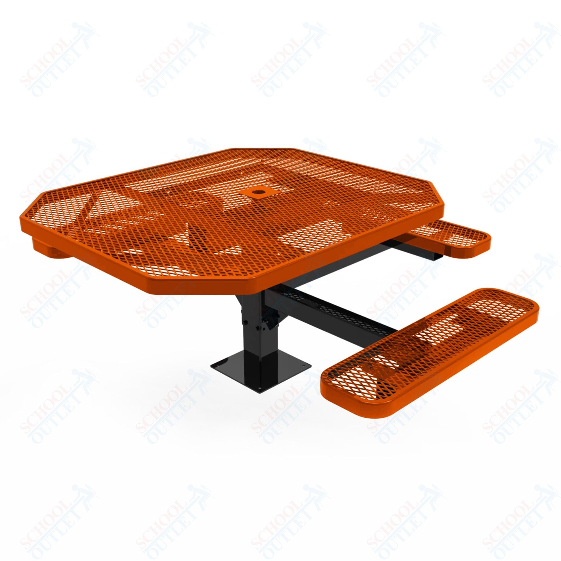 MyTcoat MYT - TOT46 - 15 - 013 46" Octagon Pedestal Picnic Table with Surface Mount, 3 Seat and ADA Accessible (76.5"W x 69.5"D x 30"H) - SchoolOutlet