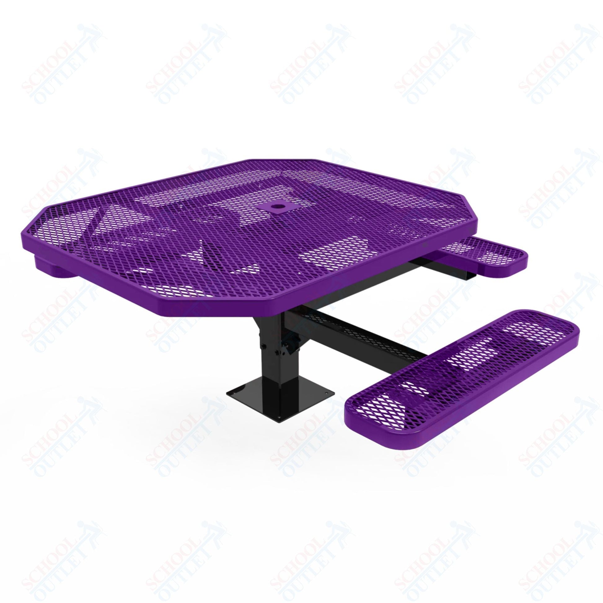 MyTcoat MYT - TOT46 - 15 - 013 46" Octagon Pedestal Picnic Table with Surface Mount, 3 Seat and ADA Accessible (76.5"W x 69.5"D x 30"H) - SchoolOutlet