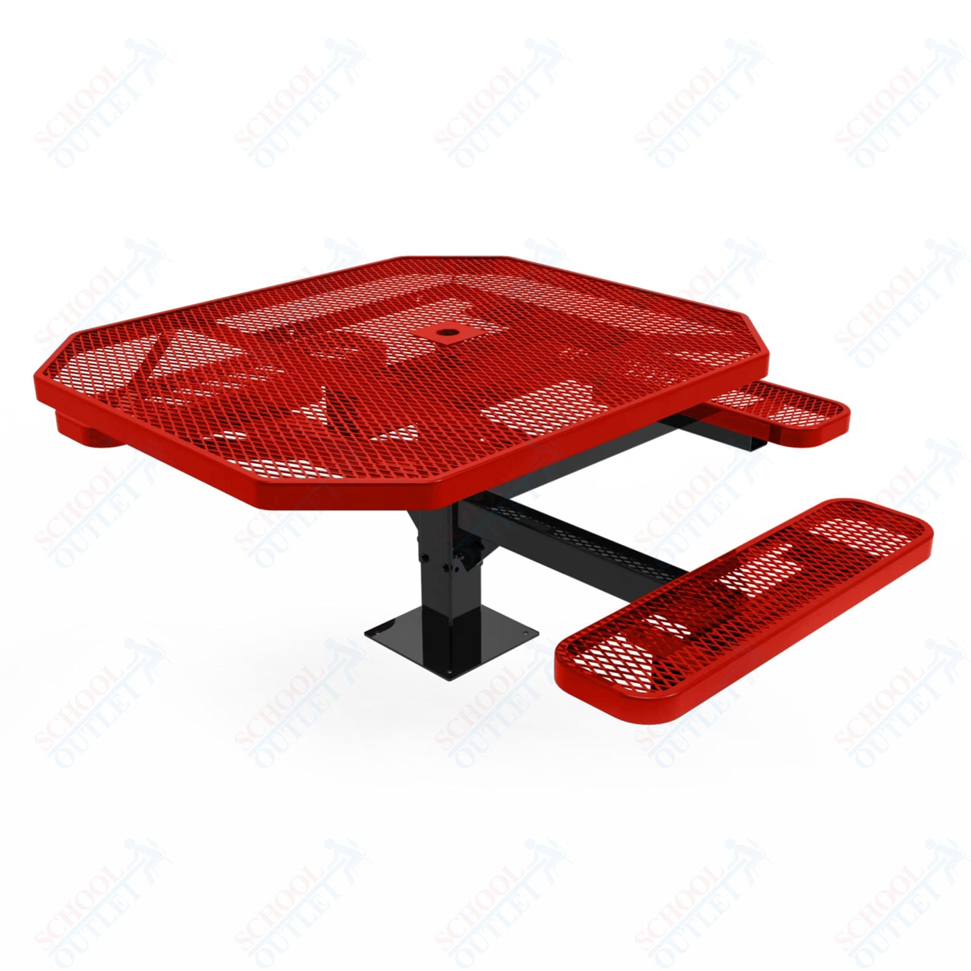 MyTcoat MYT - TOT46 - 15 - 013 46" Octagon Pedestal Picnic Table with Surface Mount, 3 Seat and ADA Accessible (76.5"W x 69.5"D x 30"H) - SchoolOutlet