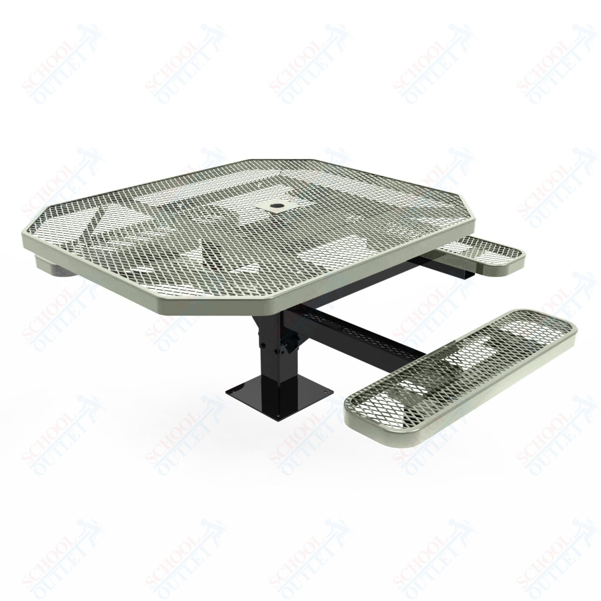 MyTcoat MYT - TOT46 - 15 - 013 46" Octagon Pedestal Picnic Table with Surface Mount, 3 Seat and ADA Accessible (76.5"W x 69.5"D x 30"H) - SchoolOutlet