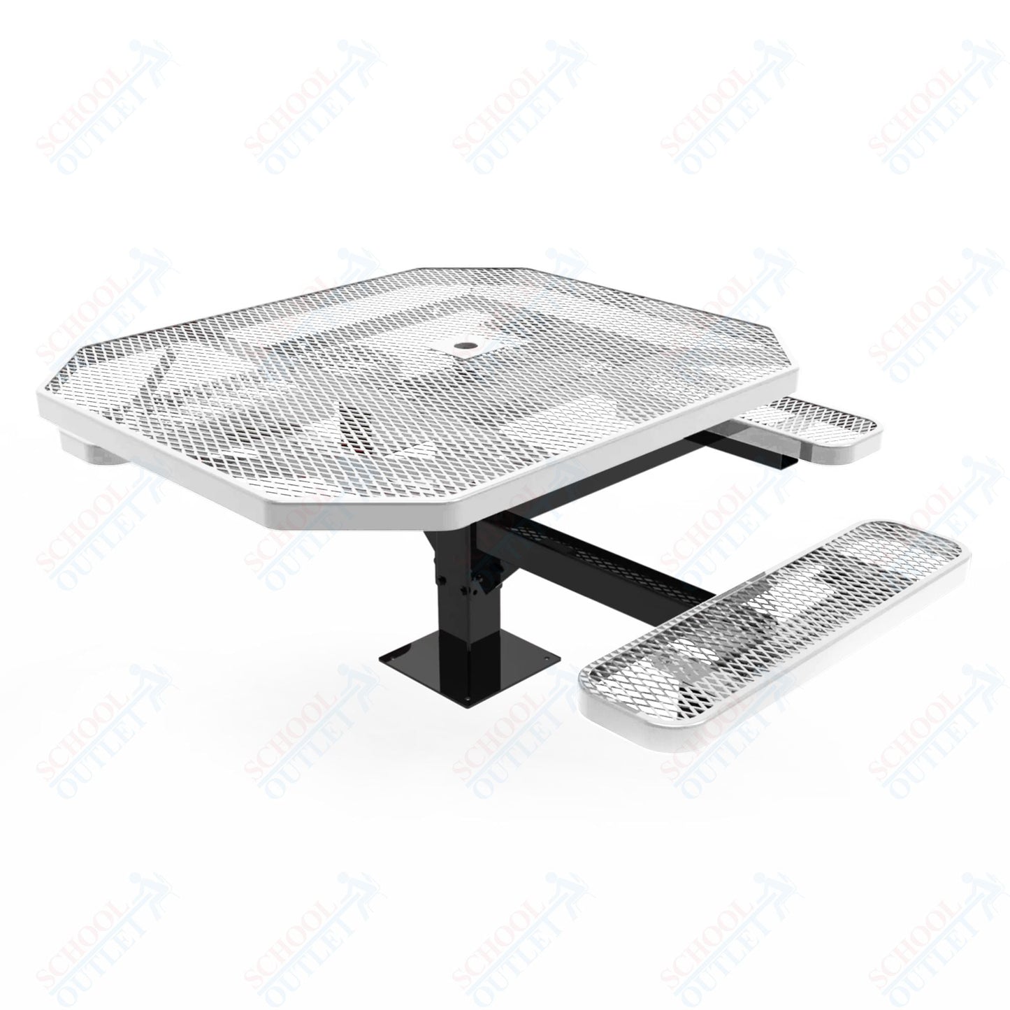 MyTcoat MYT - TOT46 - 15 - 013 46" Octagon Pedestal Picnic Table with Surface Mount, 3 Seat and ADA Accessible (76.5"W x 69.5"D x 30"H) - SchoolOutlet
