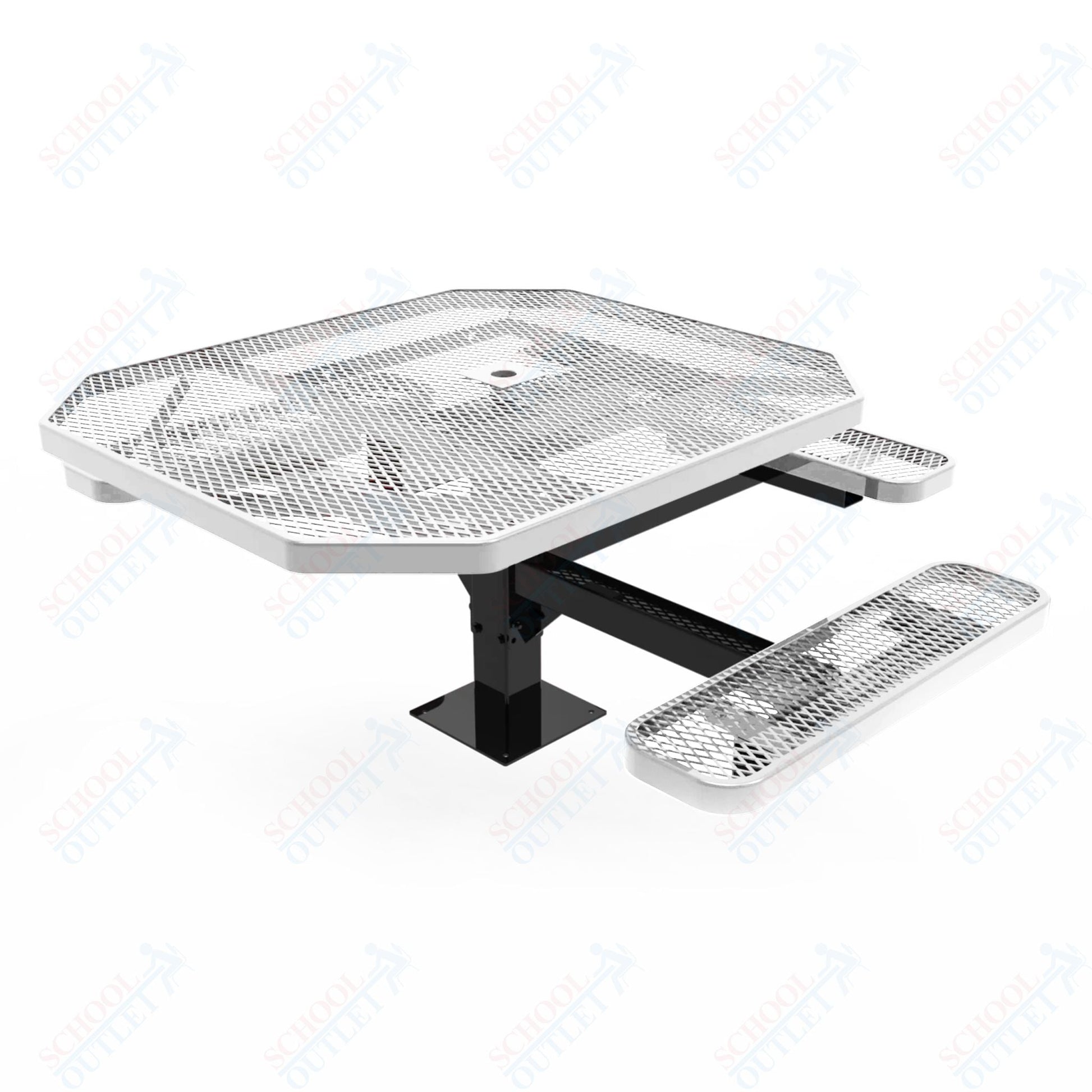 MyTcoat MYT - TOT46 - 15 - 013 46" Octagon Pedestal Picnic Table with Surface Mount, 3 Seat and ADA Accessible (76.5"W x 69.5"D x 30"H) - SchoolOutlet