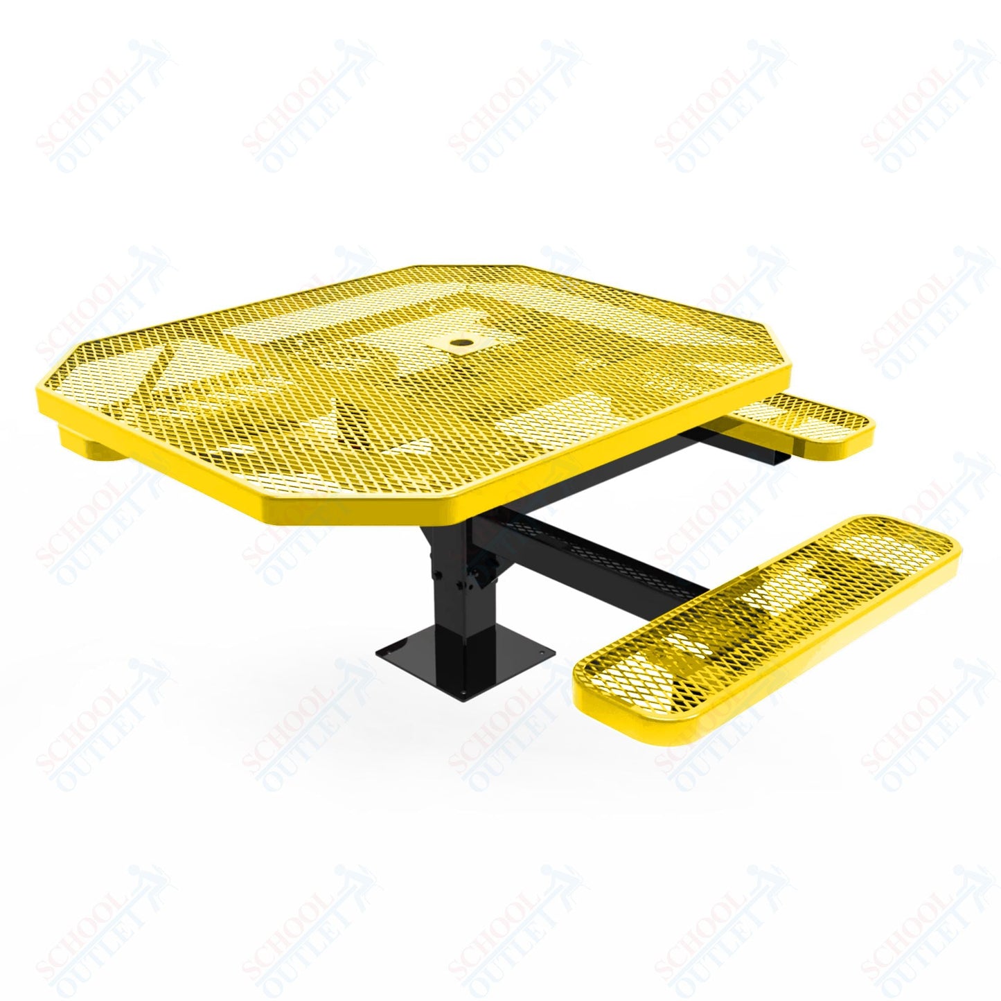 MyTcoat MYT - TOT46 - 15 - 013 46" Octagon Pedestal Picnic Table with Surface Mount, 3 Seat and ADA Accessible (76.5"W x 69.5"D x 30"H) - SchoolOutlet