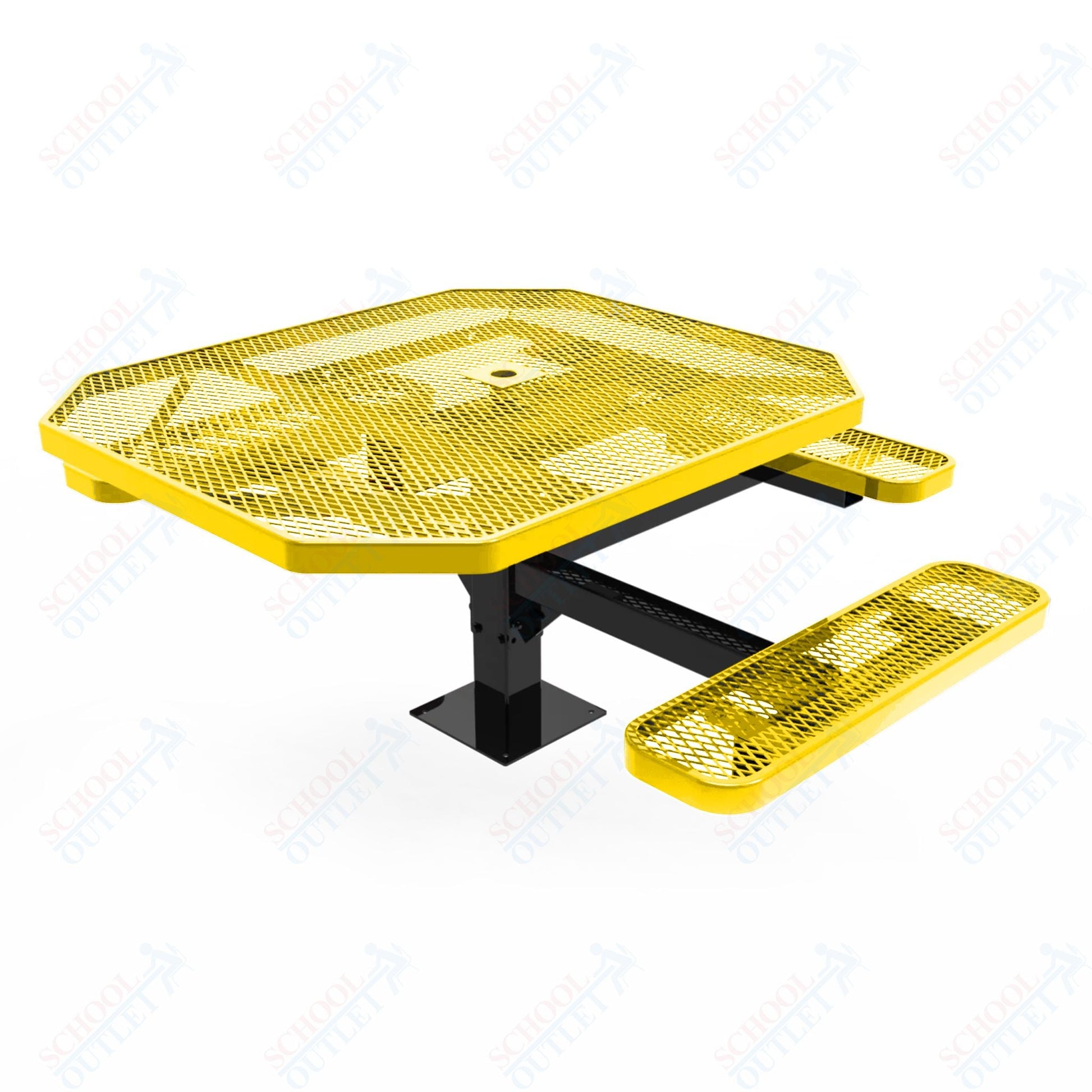 MyTcoat MYT - TOT46 - 15 - 013 46" Octagon Pedestal Picnic Table with Surface Mount, 3 Seat and ADA Accessible (76.5"W x 69.5"D x 30"H) - SchoolOutlet
