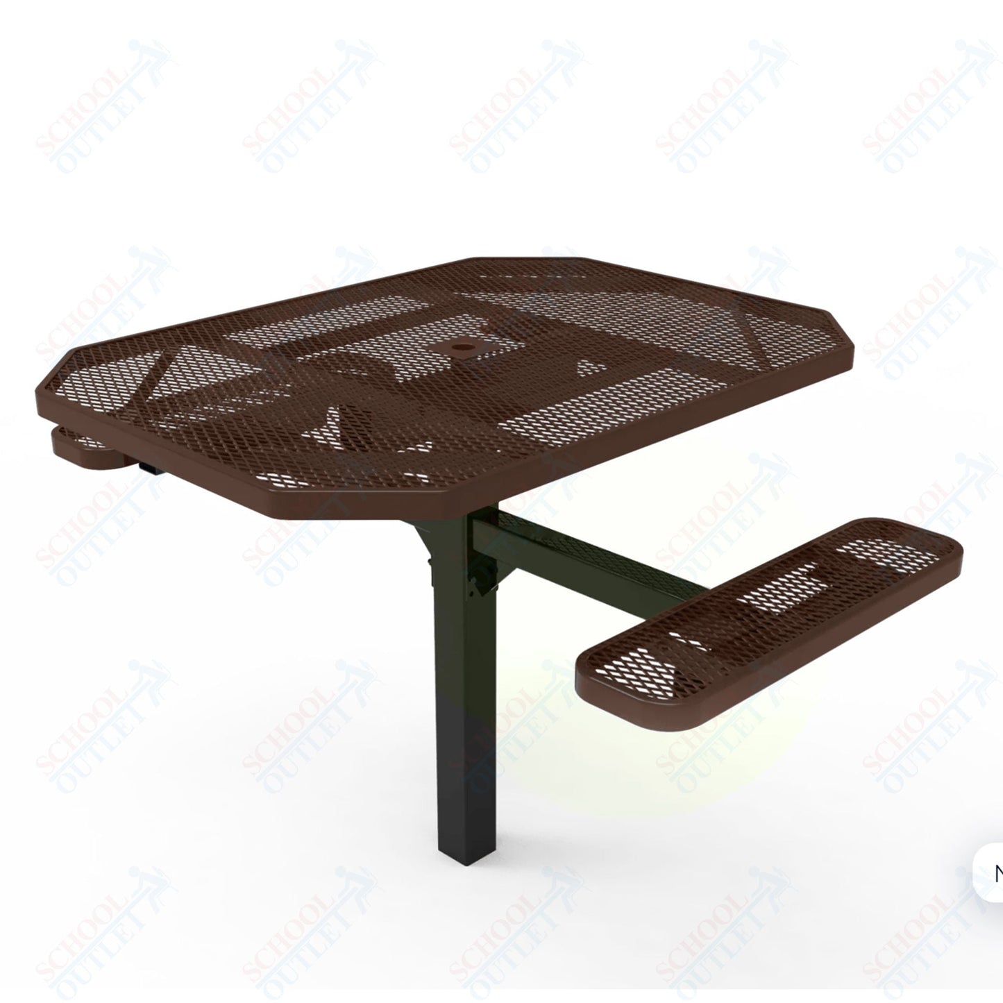 MyTcoat MYT - TOT46 - 16 - 012 46" Octagon Pedestal Picnic Table with Inground Mount, 2 Seat and ADA Accessible (77"W x 63"D x 30''H) - SchoolOutlet