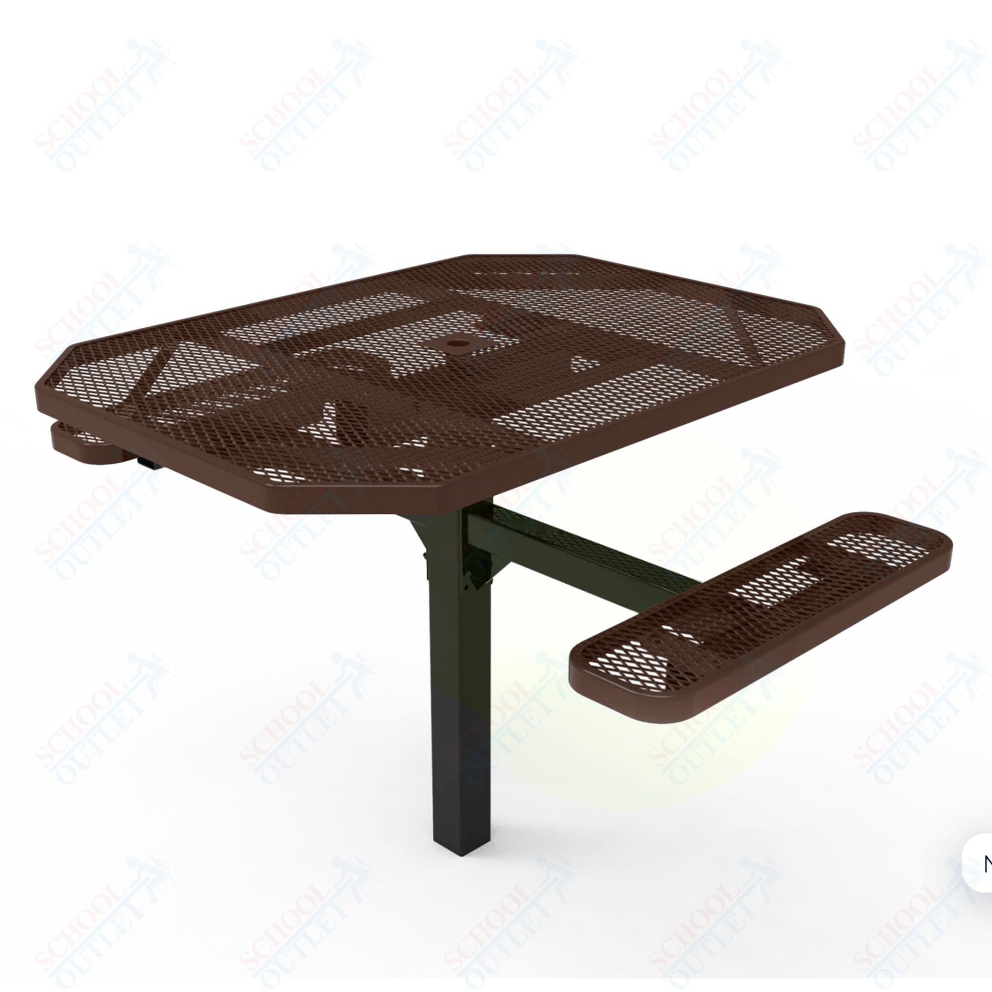 MyTcoat MYT - TOT46 - 16 - 012 46" Octagon Pedestal Picnic Table with Inground Mount, 2 Seat and ADA Accessible (77"W x 63"D x 30''H) - SchoolOutlet