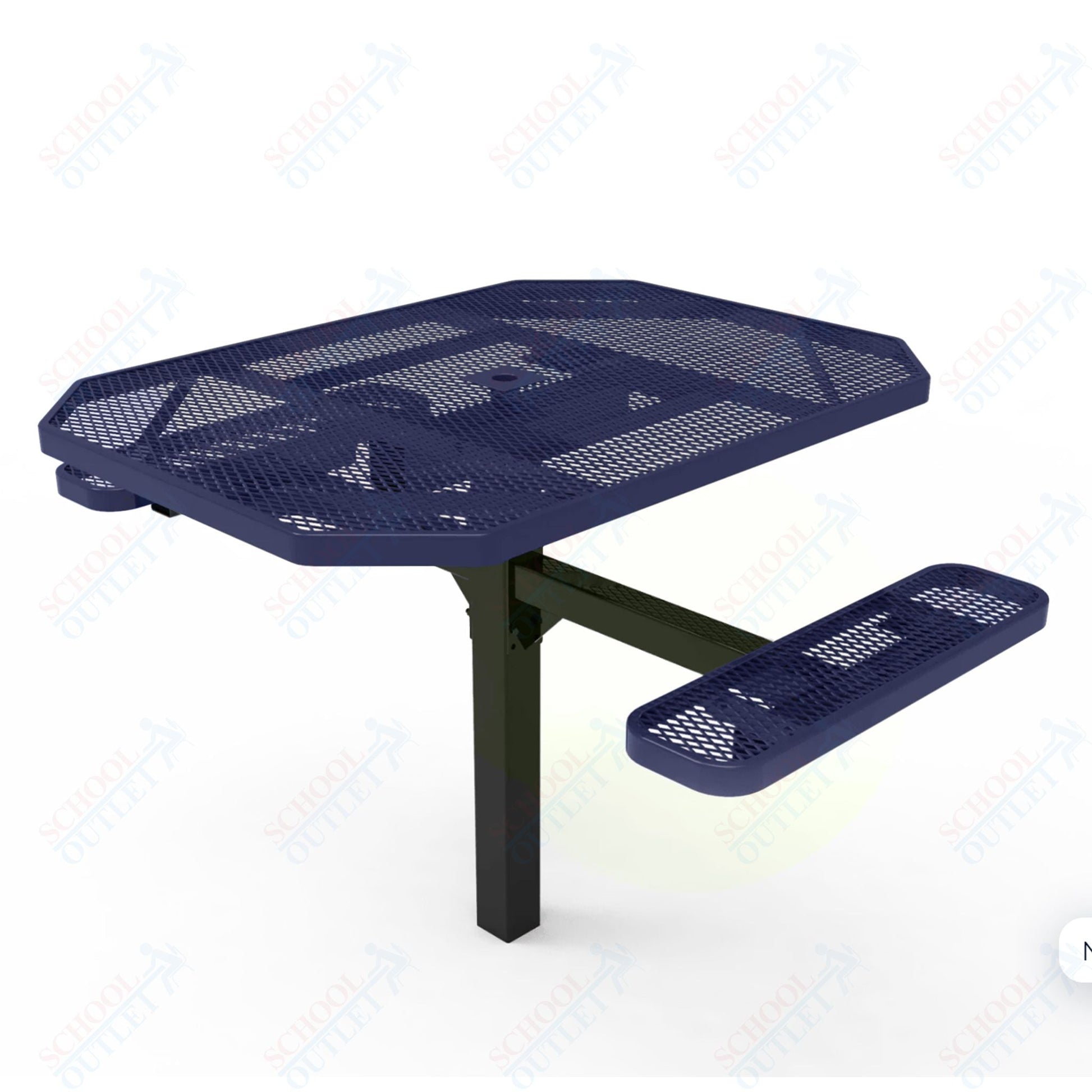 MyTcoat MYT - TOT46 - 16 - 012 46" Octagon Pedestal Picnic Table with Inground Mount, 2 Seat and ADA Accessible (77"W x 63"D x 30''H) - SchoolOutlet