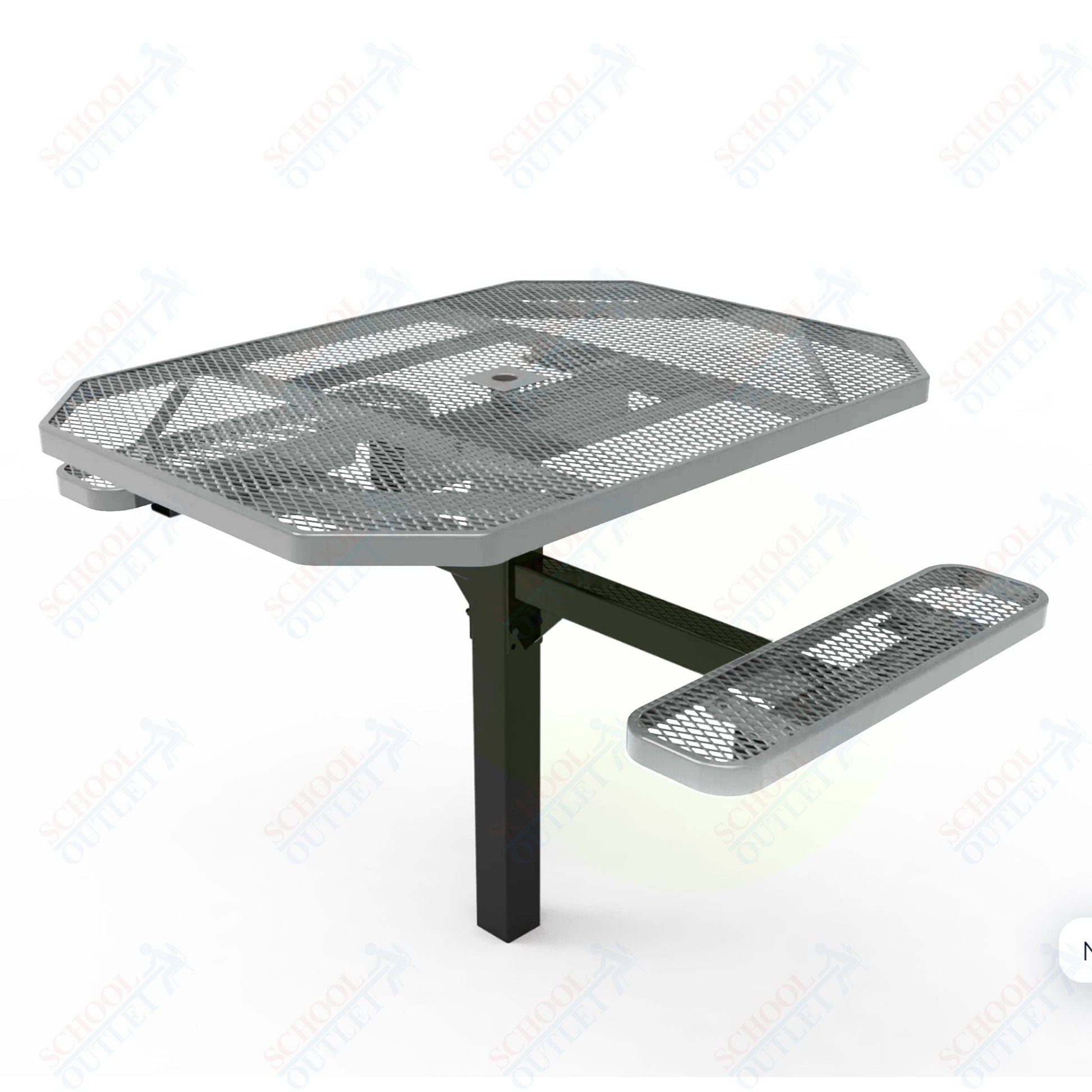 MyTcoat MYT - TOT46 - 16 - 012 46" Octagon Pedestal Picnic Table with Inground Mount, 2 Seat and ADA Accessible (77"W x 63"D x 30''H) - SchoolOutlet