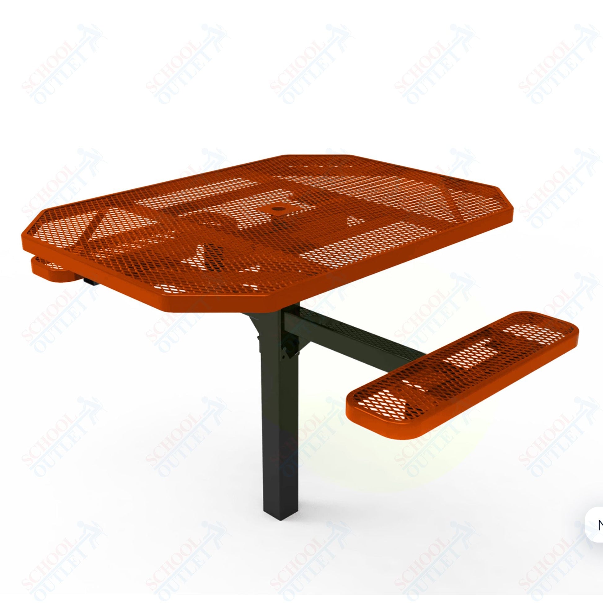MyTcoat MYT - TOT46 - 16 - 012 46" Octagon Pedestal Picnic Table with Inground Mount, 2 Seat and ADA Accessible (77"W x 63"D x 30''H) - SchoolOutlet