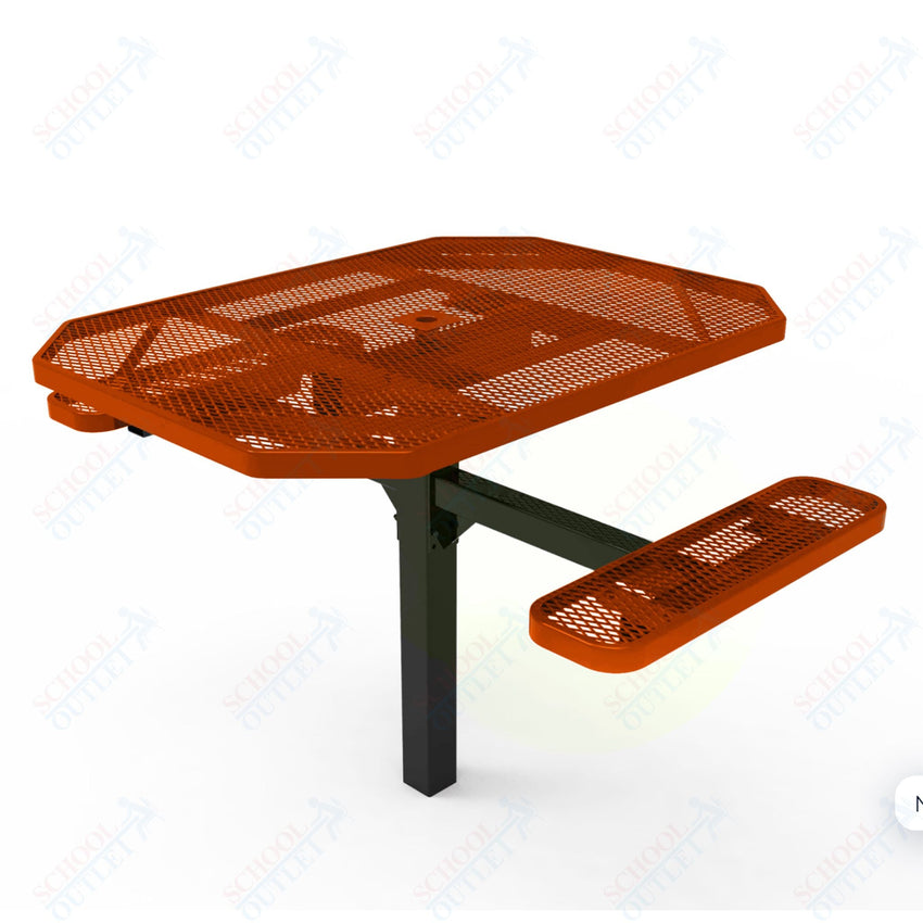 MyTcoat MYT - TOT46 - 16 - 012 46" Octagon Pedestal Picnic Table with Inground Mount, 2 Seat and ADA Accessible (77"W x 63"D x 30''H) - SchoolOutlet