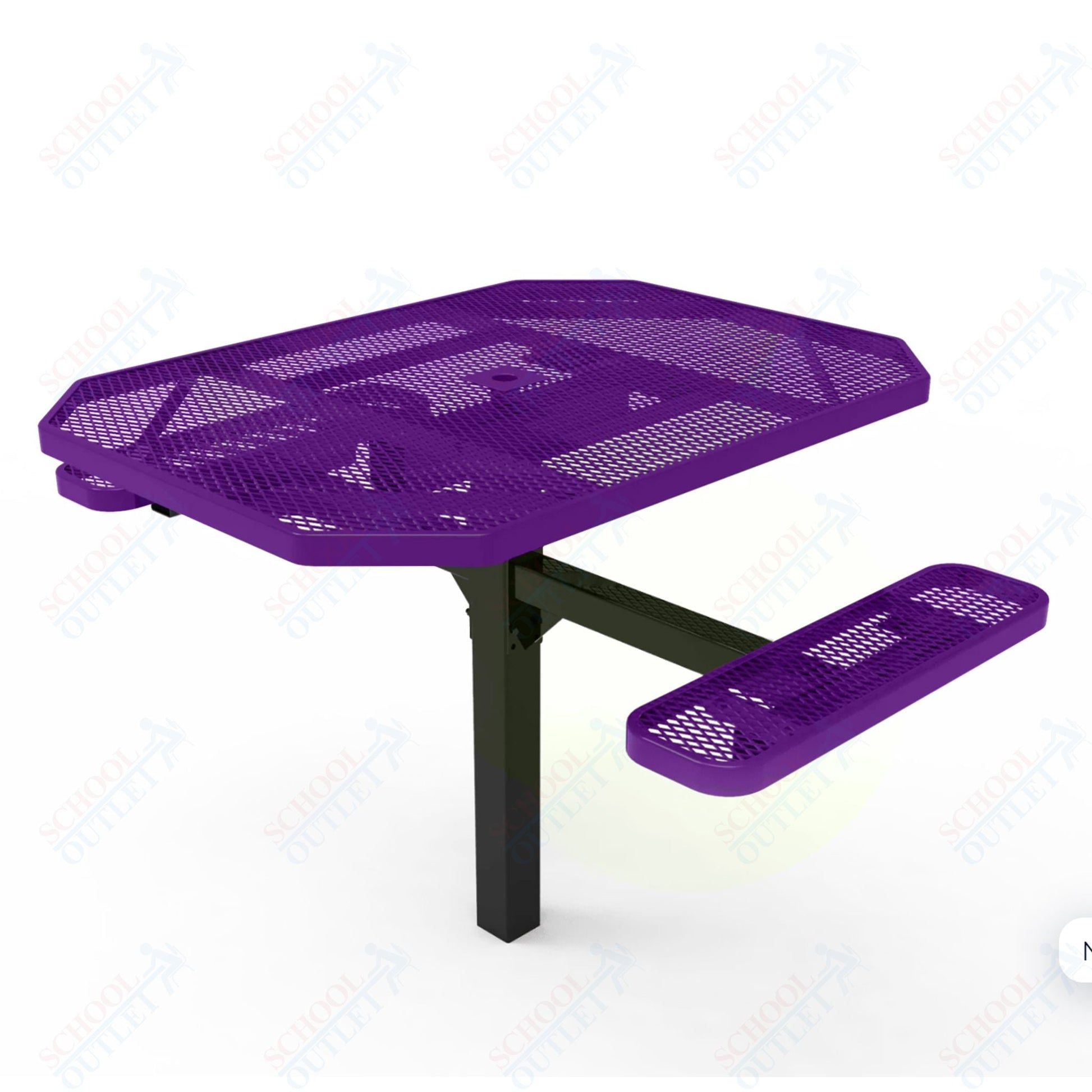 MyTcoat MYT - TOT46 - 16 - 012 46" Octagon Pedestal Picnic Table with Inground Mount, 2 Seat and ADA Accessible (77"W x 63"D x 30''H) - SchoolOutlet