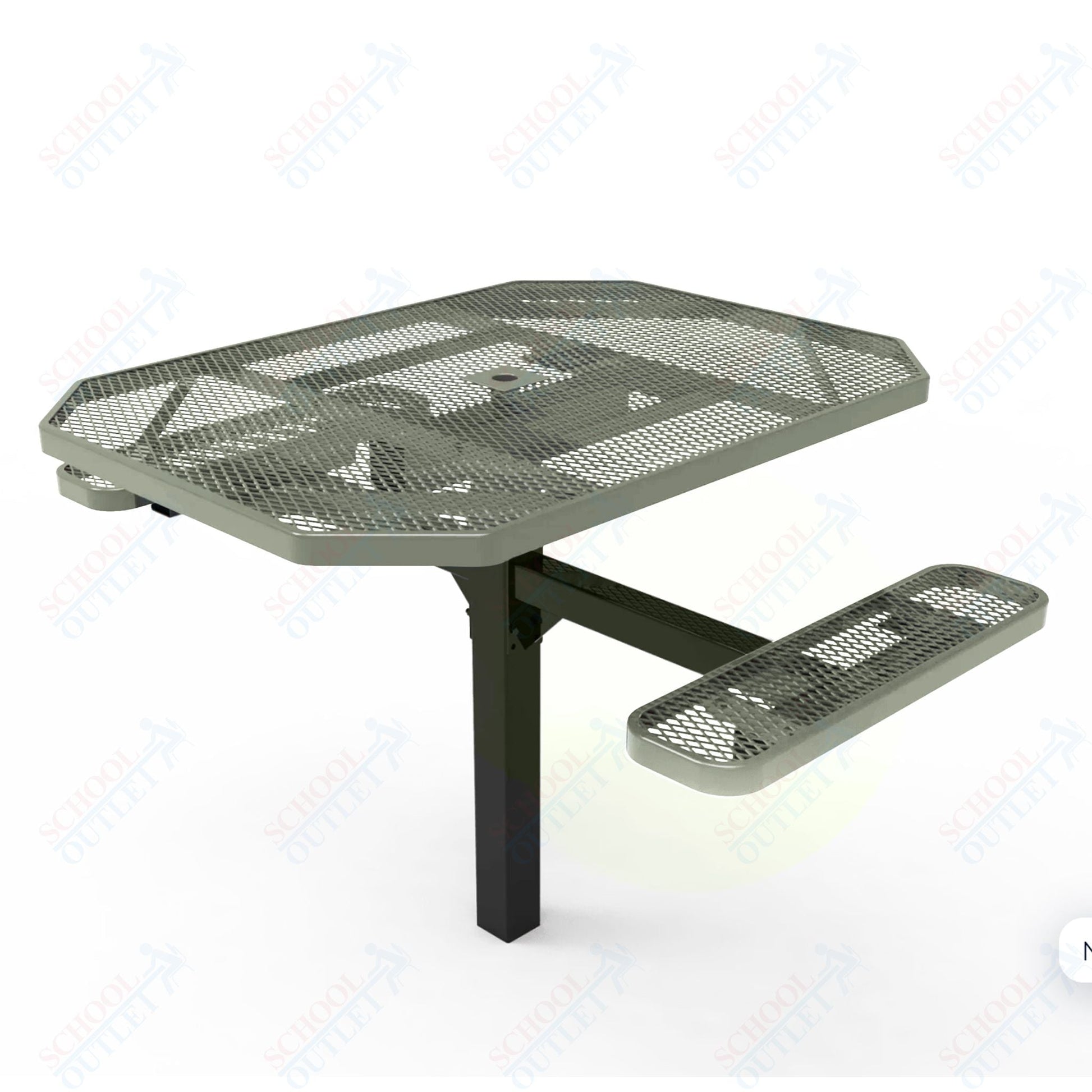 MyTcoat MYT - TOT46 - 16 - 012 46" Octagon Pedestal Picnic Table with Inground Mount, 2 Seat and ADA Accessible (77"W x 63"D x 30''H) - SchoolOutlet