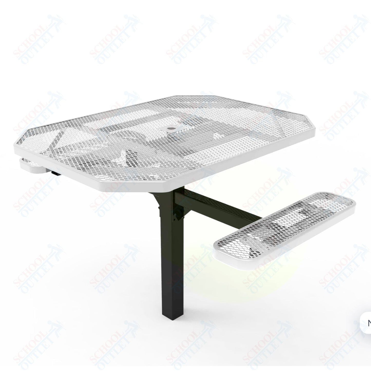MyTcoat MYT - TOT46 - 16 - 012 46" Octagon Pedestal Picnic Table with Inground Mount, 2 Seat and ADA Accessible (77"W x 63"D x 30''H) - SchoolOutlet