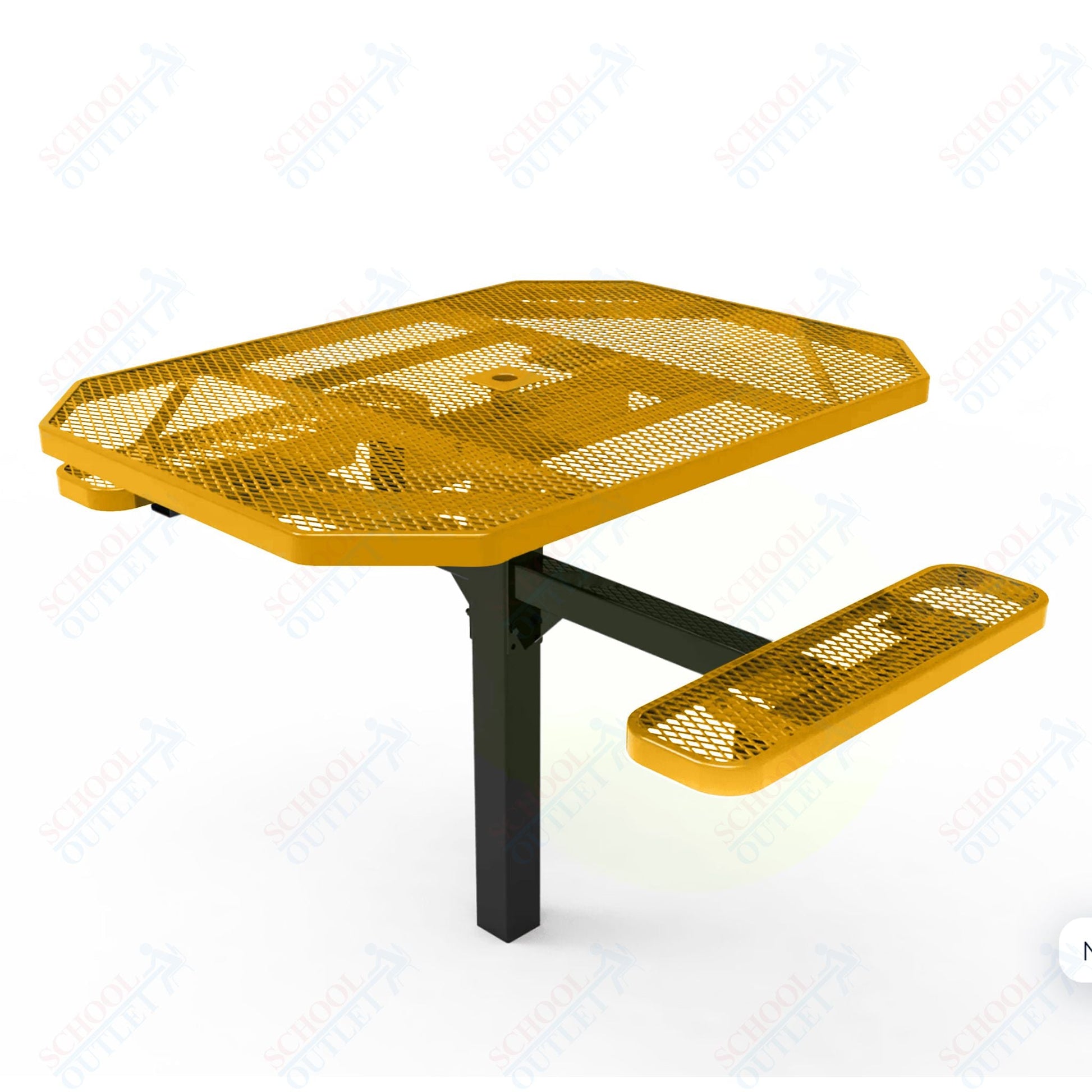 MyTcoat MYT - TOT46 - 16 - 012 46" Octagon Pedestal Picnic Table with Inground Mount, 2 Seat and ADA Accessible (77"W x 63"D x 30''H) - SchoolOutlet